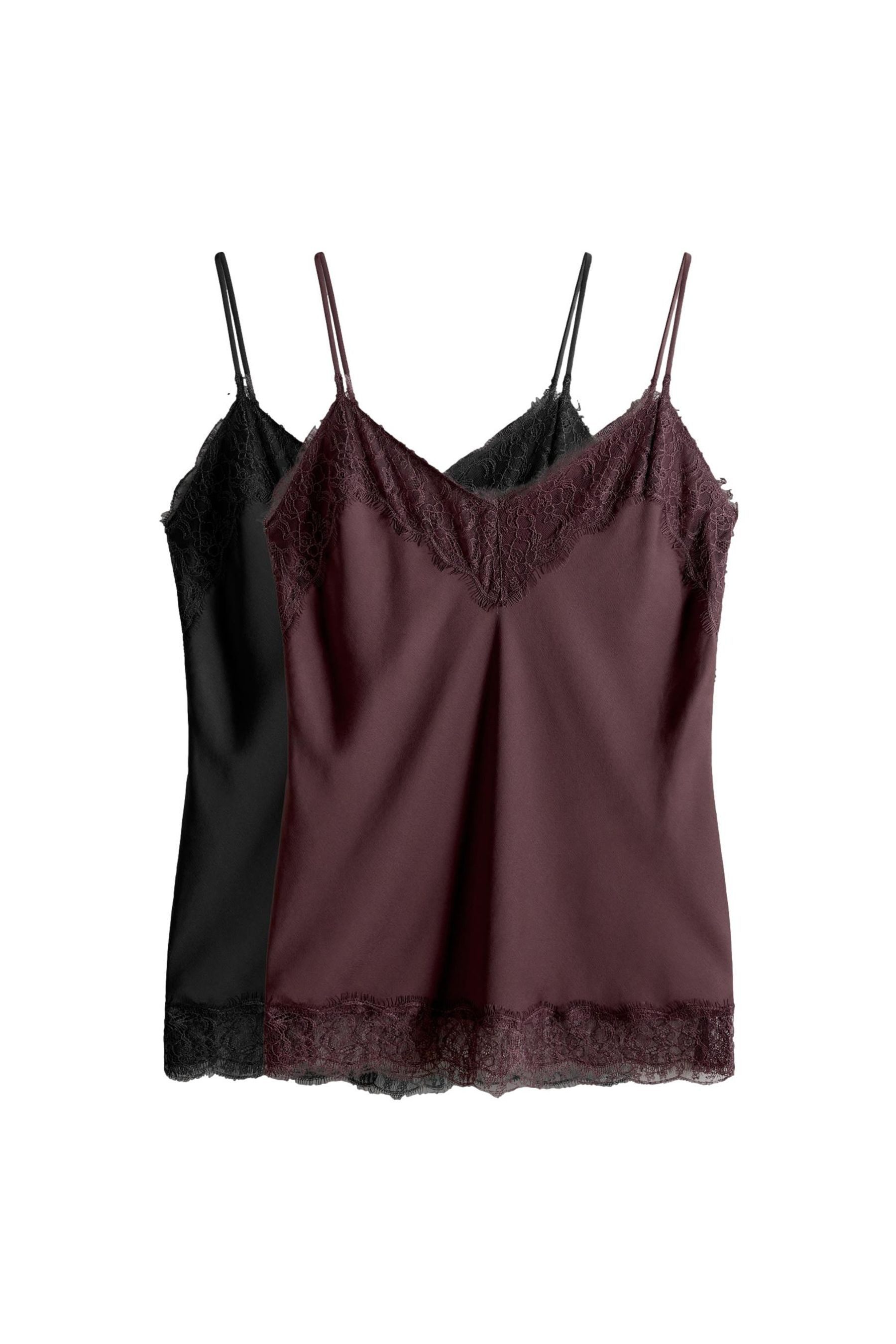 The Set Trägertop The Set Satin-Tops mit Spitze, 2er-Pack (2-tlg)