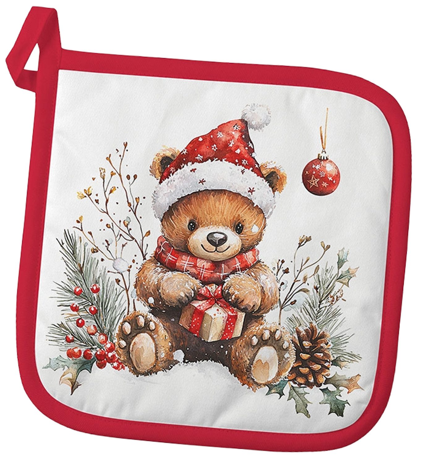 Ambiente® Topflappen Teddy's gift, (1-tlg., 1-teilig), hitzebeständig wattiert Pfannen Untersetzer ca.20x20cm