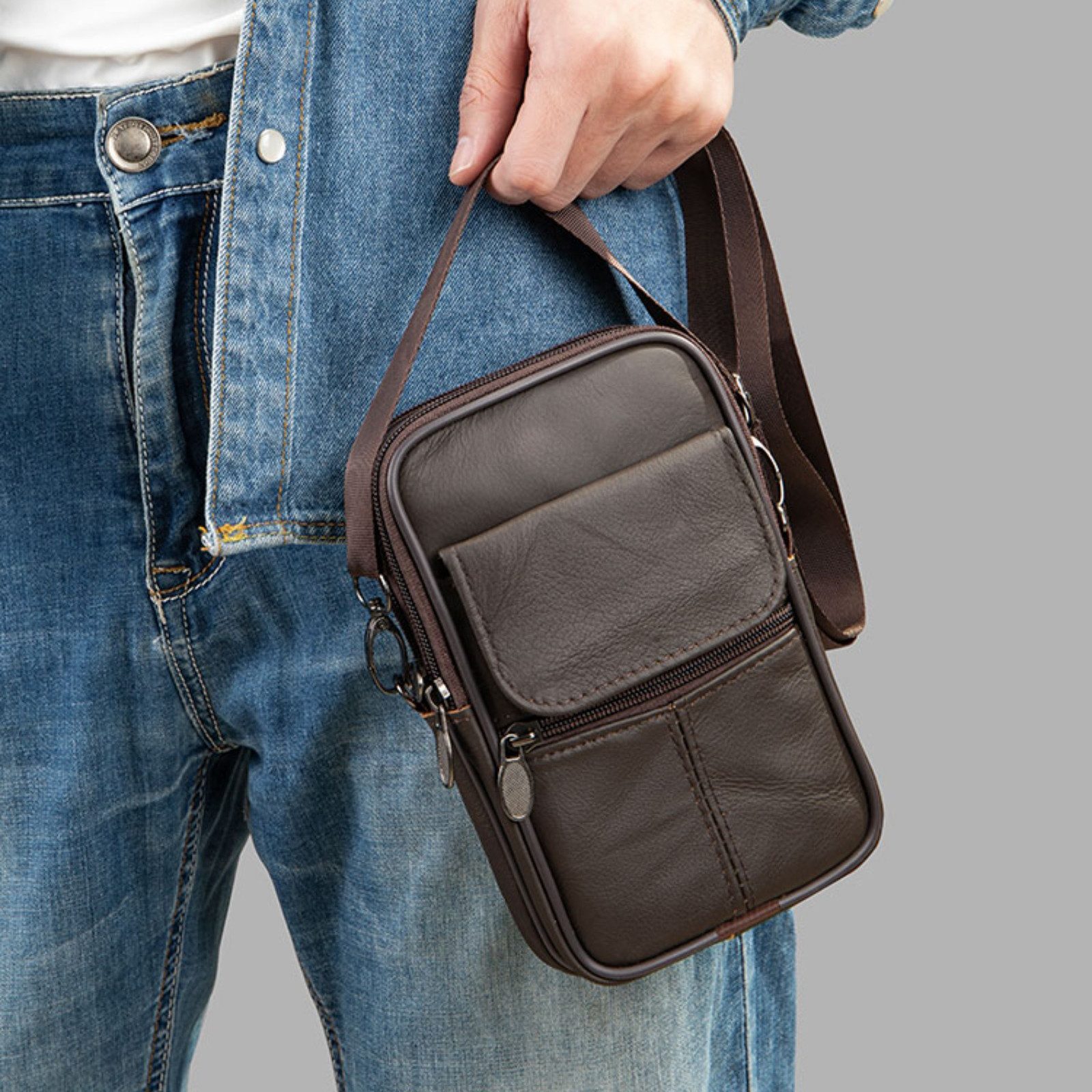 YUBRO-STUDIO Schultertasche Herren Leder Schultertasche Klein günstig online kaufen