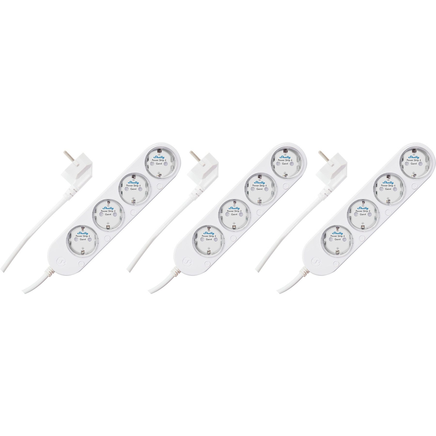 Shelly SHELLY Power Strip 4 Gen4, 4-fach Steckdosenleiste, weiß, WiFi Smarte Vierfach-Steckdosenleiste