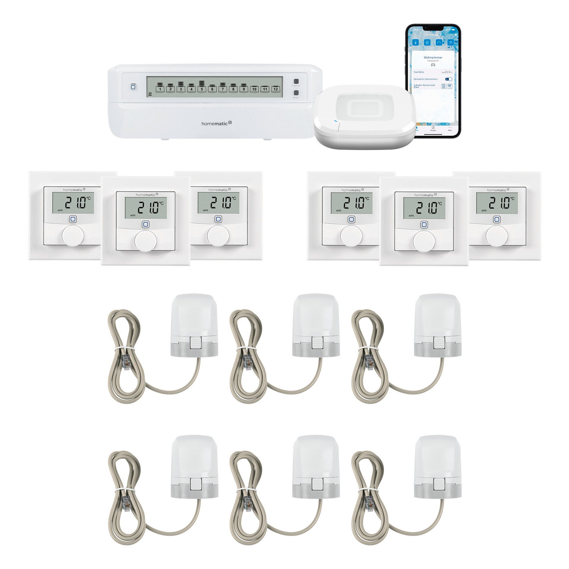Homematic IP Starter Bundle Fußbodenheizung für 6 Räume Smart-Home-Zubehör