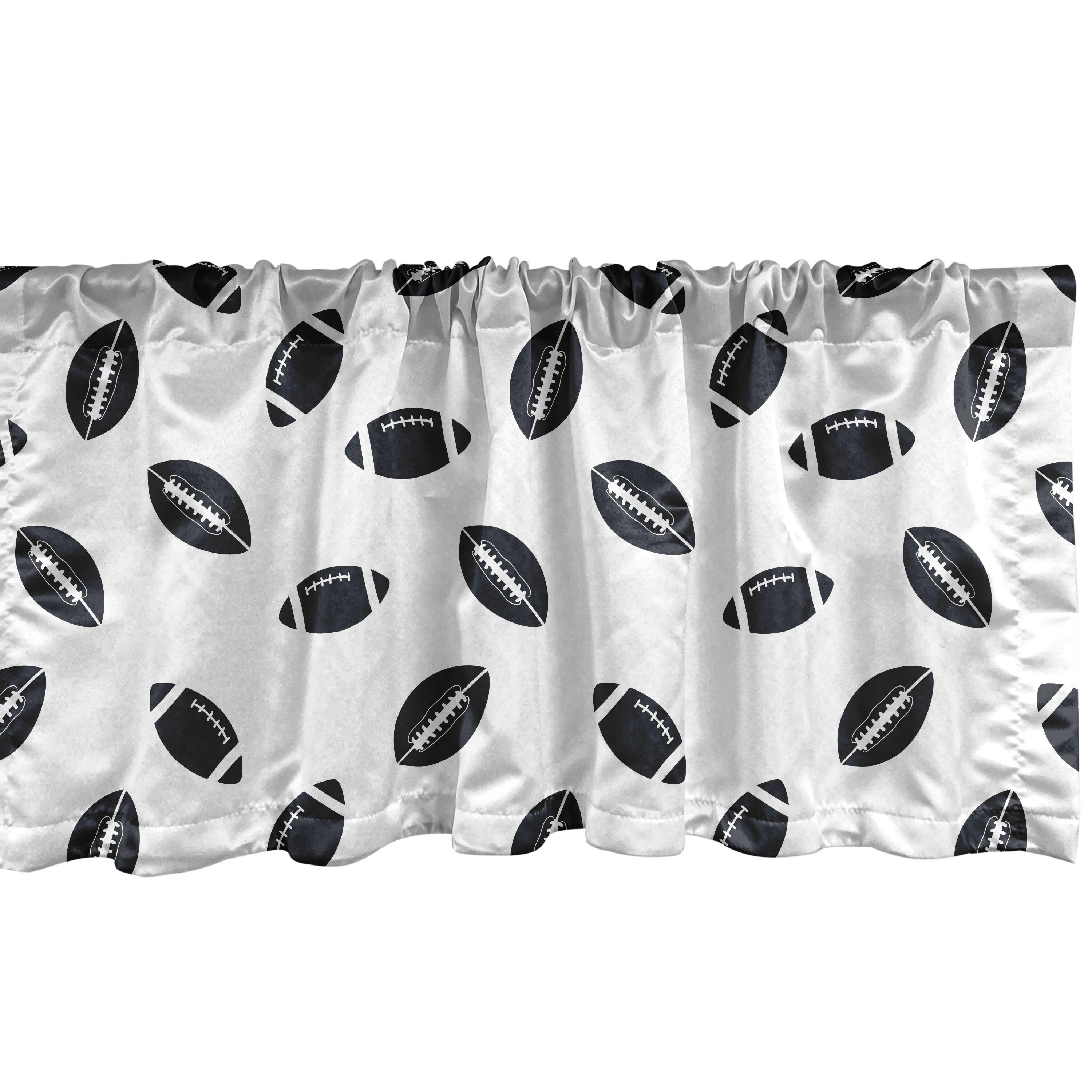 Stangentasche, Microfaser, Scheibengardine Vorhang Abakuhaus, schwarz mit Volant Dekor Schlafzimmer Balls Football für American Küche