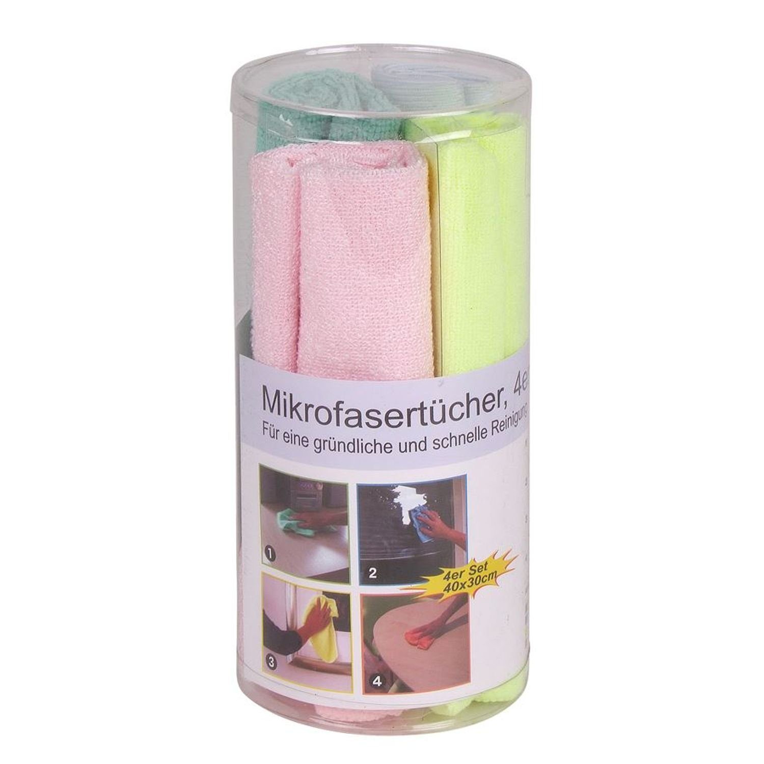 Haushaltstücher 4er-Set BURI Mikrofasertücher Glastuch Wischbezug Reinigungstuch Polie