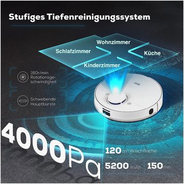 FAKIR Saugroboter Robert II RS 770, 150 W, Wischfunktion, Lasernavigation, App-Steuerung, Kartierungsfunktion