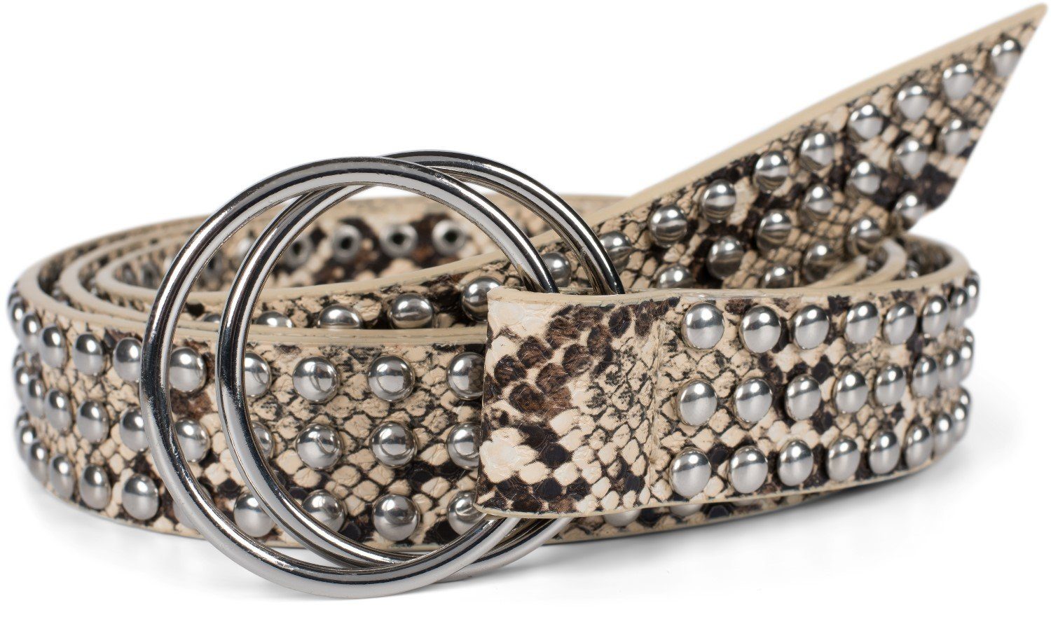 styleBREAKER Nietengürtel Taillengürtel mit Kugelnieten und Ringschnalle (1-St)