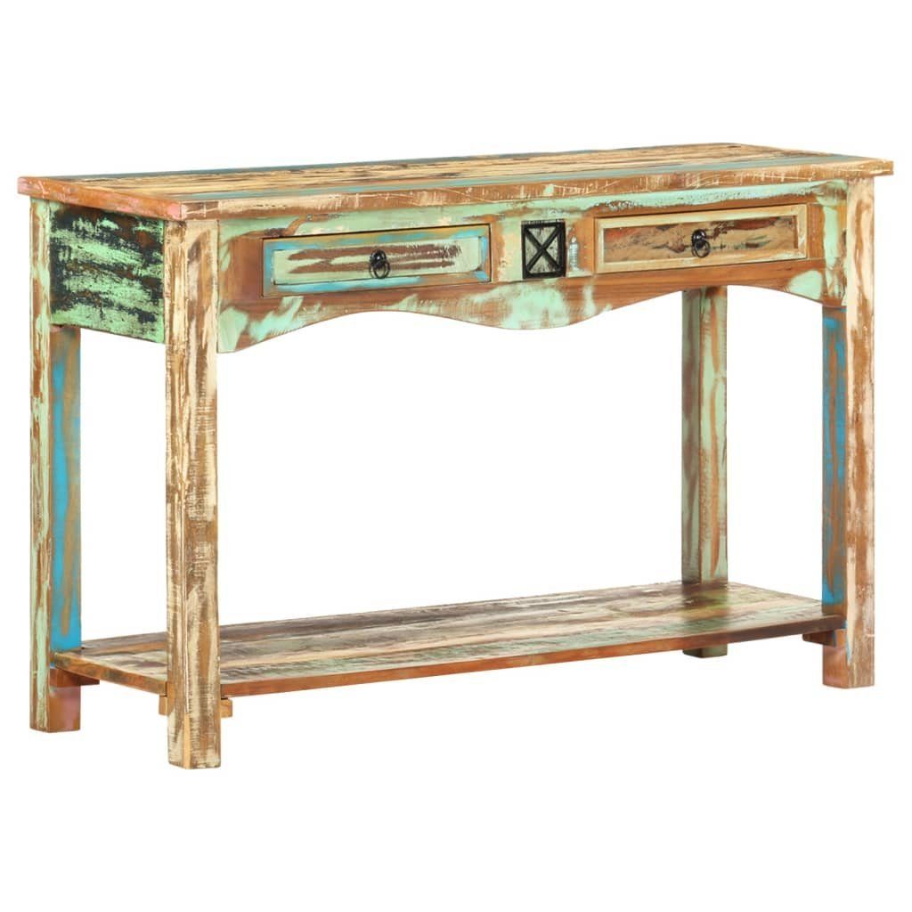 furnicato Konsolentisch Vintage aus Massivholz, 120 x 40 x 75 cm (1-St), Stabiler Flurschrank mit 2 Schubladen, Ablagefläche und Unikat-Look