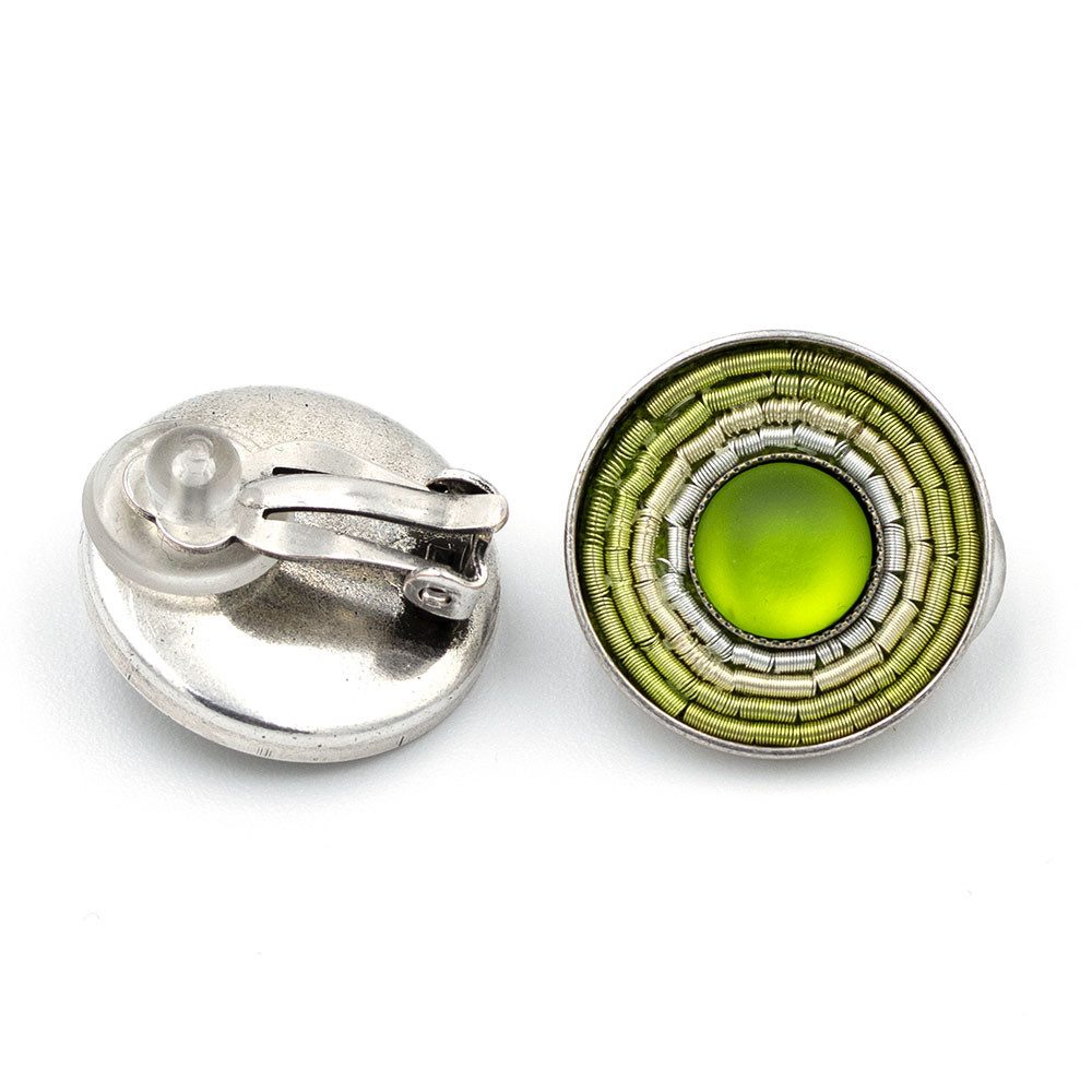 Sergio Engel Ohrclip-Set India Antik Ohrclip 02 farbenfroher Clip mit leuchtendem Glascabouchon (Paar Ohrclips, 2-tlg., Paar)