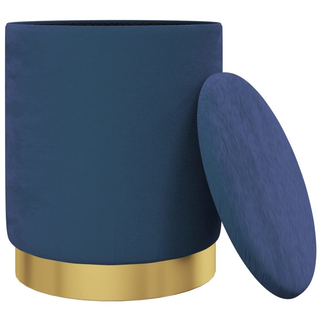vidaXL Hocker Runder Aufbewahrungshocker Blau Samt günstig online kaufen