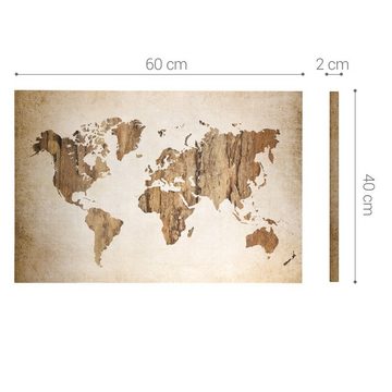 Navaris Magnettafel Magnetpinnwand Memoboard - 60x40cm - abwaschbar - World Map Design, (1-tlg)