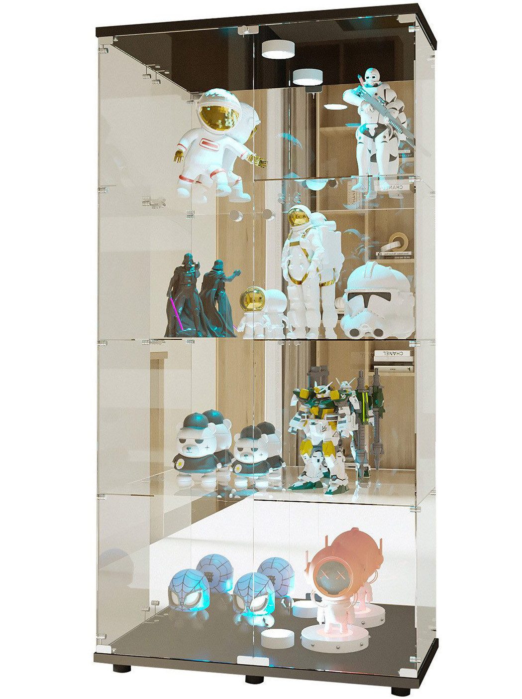 FUROKOY Glasvitrine Standvitrine, Modern Glas Vitrinenschrank (4 Lagen Glas günstig online kaufen