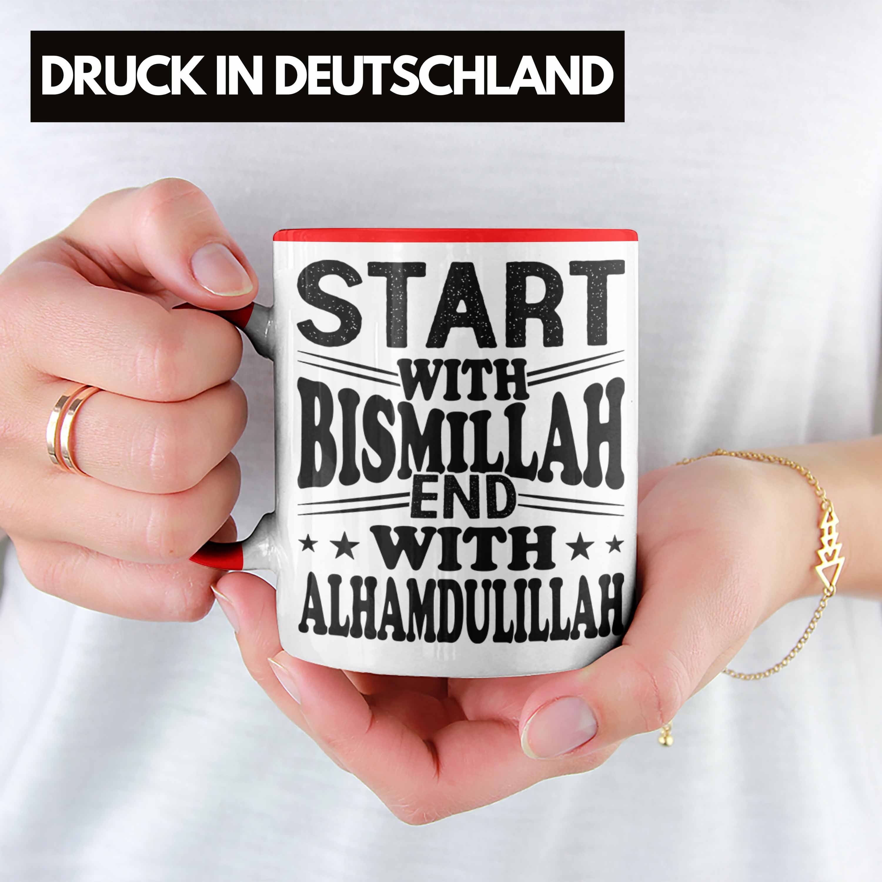 Tasse Bismillah Geschenk With Start Tasse With Gla End Trendation Muslime Alhamdulillah Rot