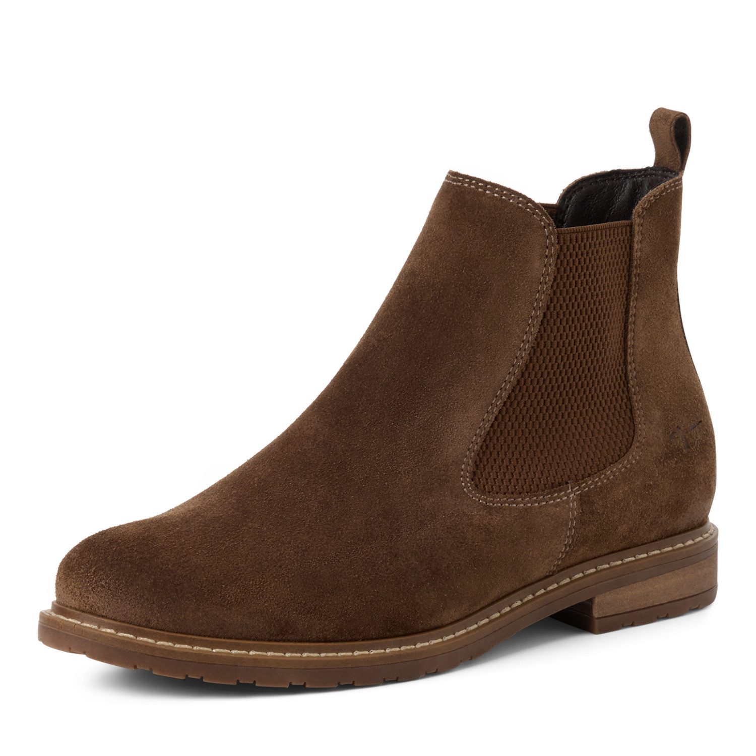Tamaris Chelseaboots Blockabsatz, Stiefelette mit Anziehlasche, schmale Form
