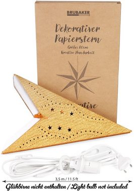 BRUBAKER Dekostern 3D Weihnachtsstern zum Aufhängen - Fenster Papierstern mit E14 Fassung, 1 St., 60 cm Deko Adventsstern - Weihnachten Leuchtstern mit 3,5 m Kabel