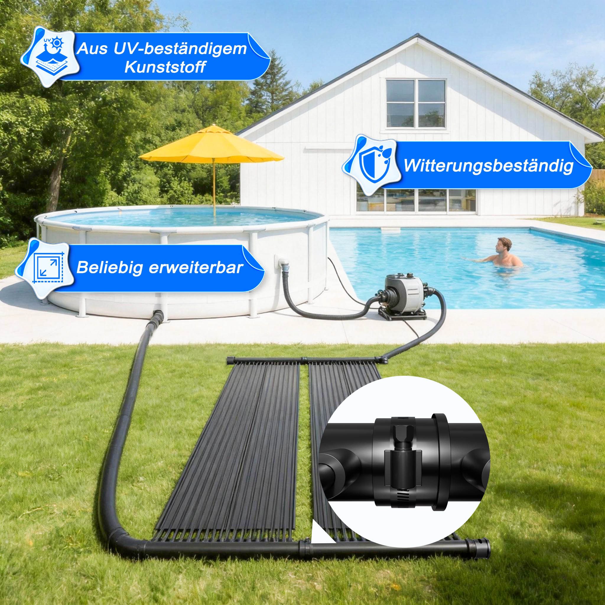 FIVMEN Solarabsorber Sonnenkollektor Poolheizung Solarheizung Pool Komplettset Solarheater, BxL: 70x300 cm, 300cmLx70cmB/400cmLx70cmB/500cmLx70cmB/ 600cmLx70cmB – Bild 5 von 5