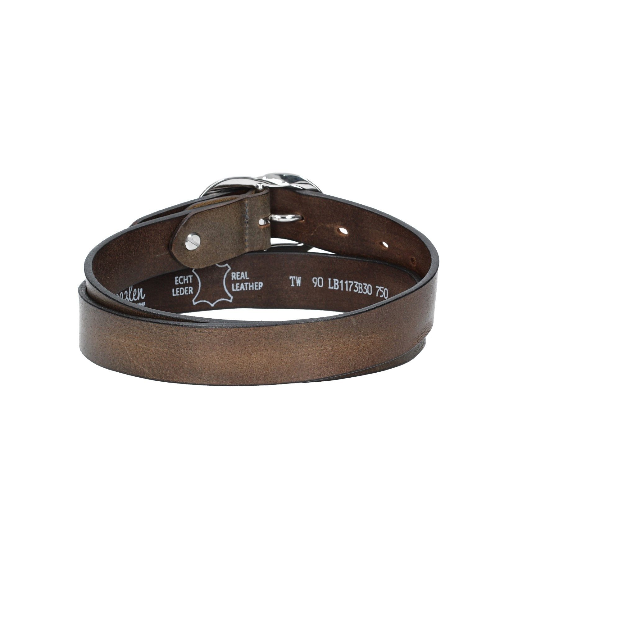 Leder Bazlen Ledergürtel 30mm in Grau mit Schmuckschließe (LB1173B30G-750, 1-St) sehr weiches Vollrindleder – Bild 3 von 5