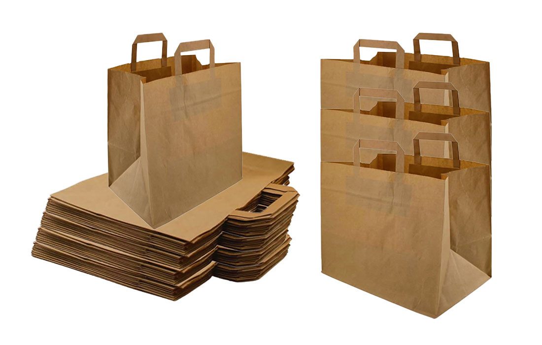 Tragetasche Papiertragetasche, 32+16 x 27 cm Braun- 250 Stück