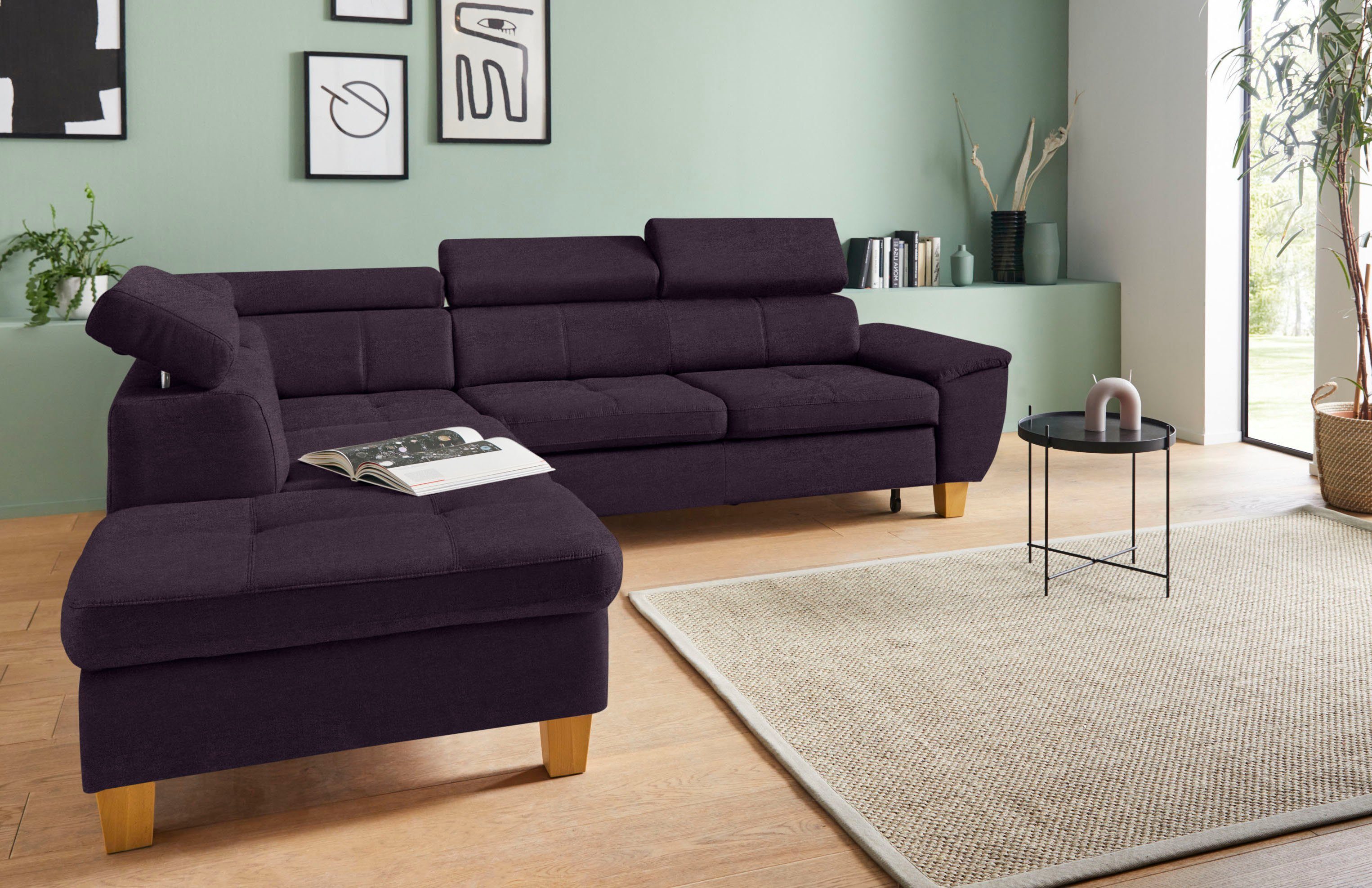 exxpo - sofa fashion Ecksofa Bettkasten Kopfteilverstellung, und wahlweise Bettfunktion inklusive Enya