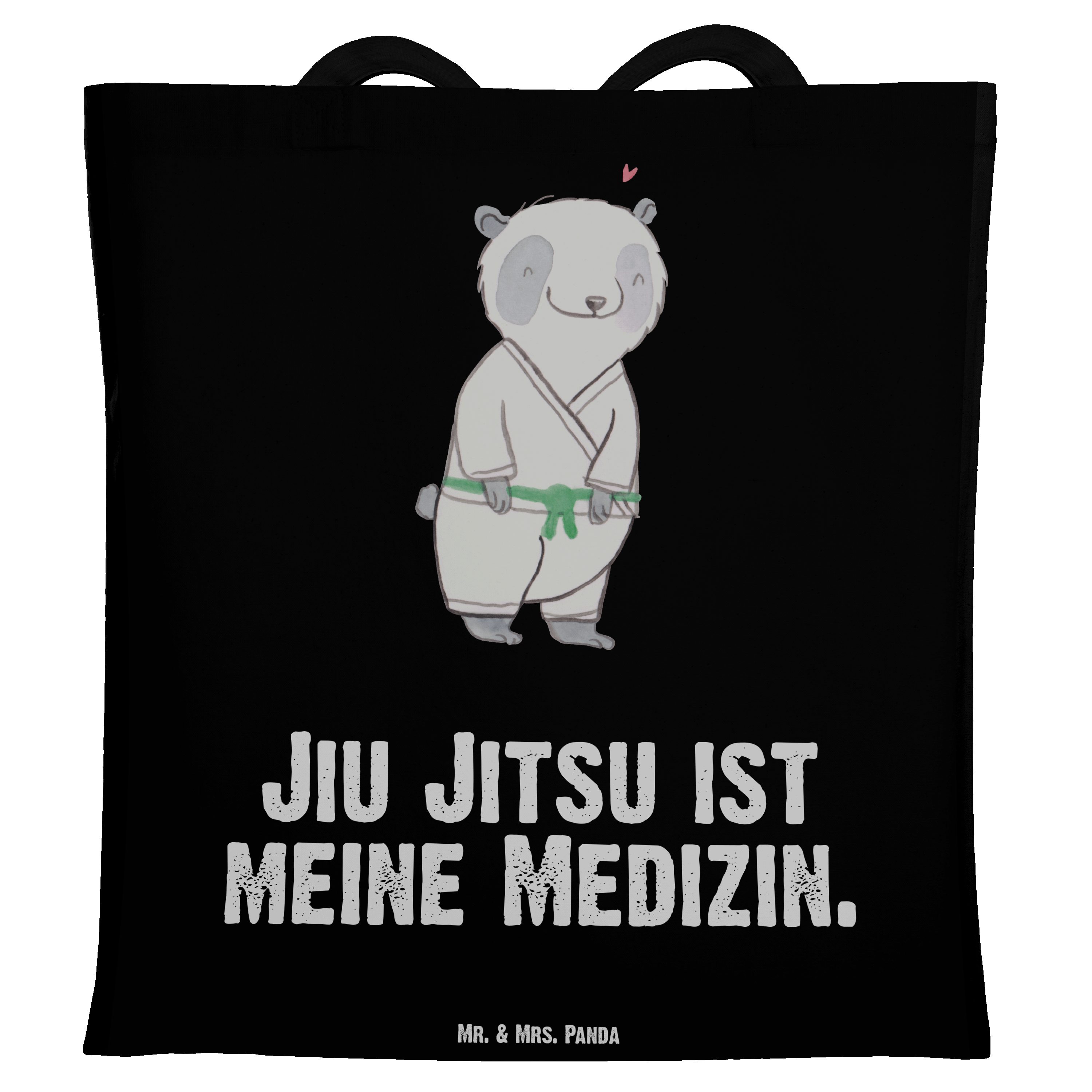 Mr. & Mrs. Panda Tragetasche Panda Jiu Jitsu Medizin - Schwarz - Geschenk, Beuteltasche, Sportler, (1-tlg)