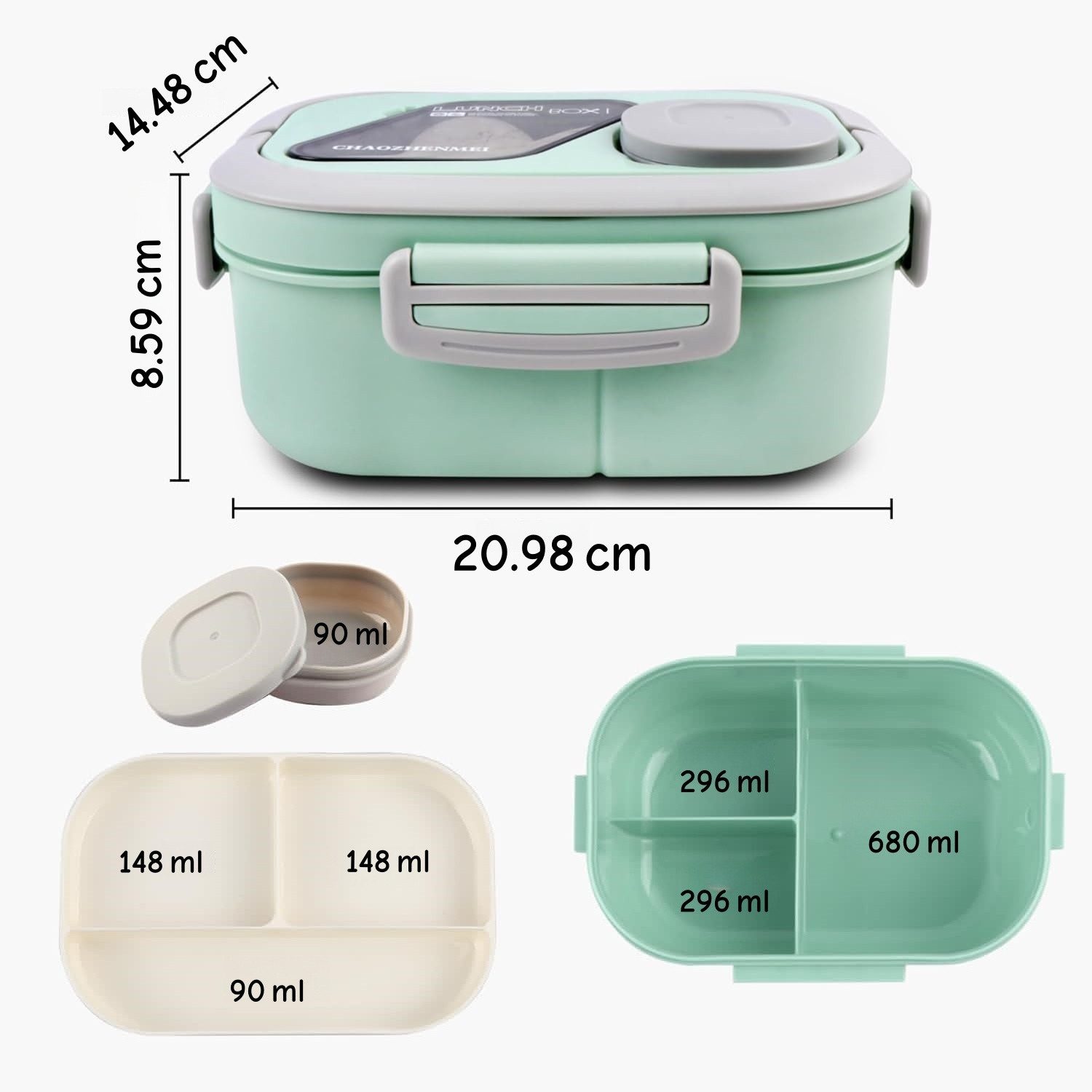 nsihing Lunchbox Große Bento Box mit 2 Fächern und Besteck, (Brotdose Lunchbox Erwachsene und Büro 1200ml, Auslaufsichere), für Schule Arbeit Männer Frauen und Kinder