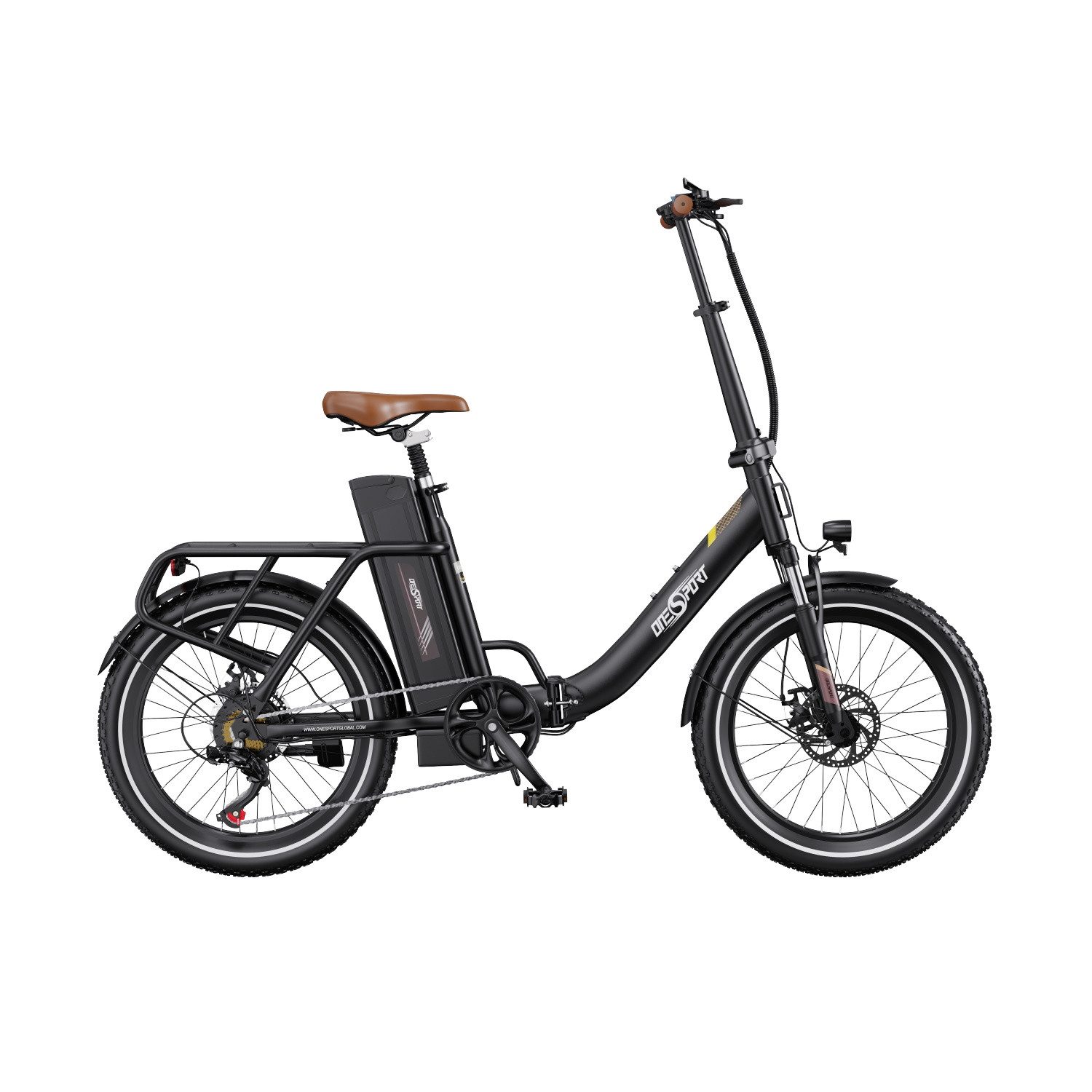 Onesport E-Bike Faltrad OT16-2 klappbares Citybike mit dicken 20 Zoll-Reifen, Retro Pedelec, Shimano, Kettenschaltung, Heckmotor, 816 Wh, (mit Schutzbleche), Elektrofahrrad mit Scheibenbremse und Gepäckträger