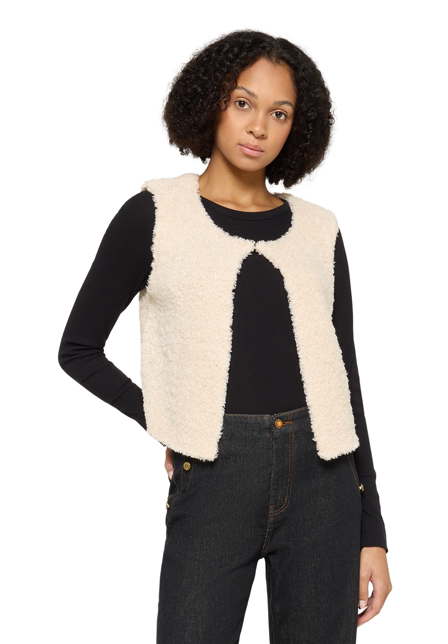 Cartoon Strickjacke Damen mit Rundhalsausschnitt (1-tlg)