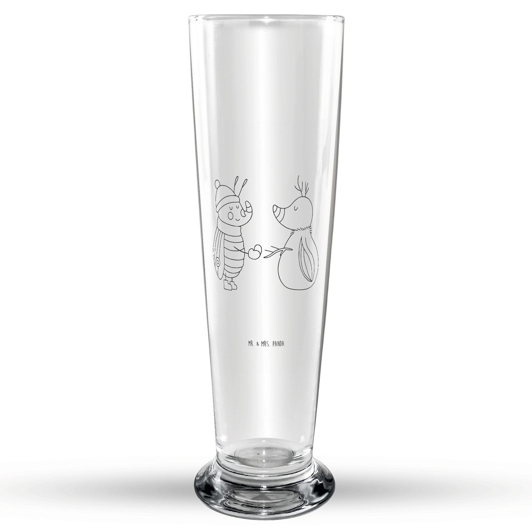 Mr. & Mrs. Panda Bierglas Nachtfalter Schneemann, Bierglas, Transparent, Bierkrug, Bier Krug, S, 1-tlg., Premium Glas