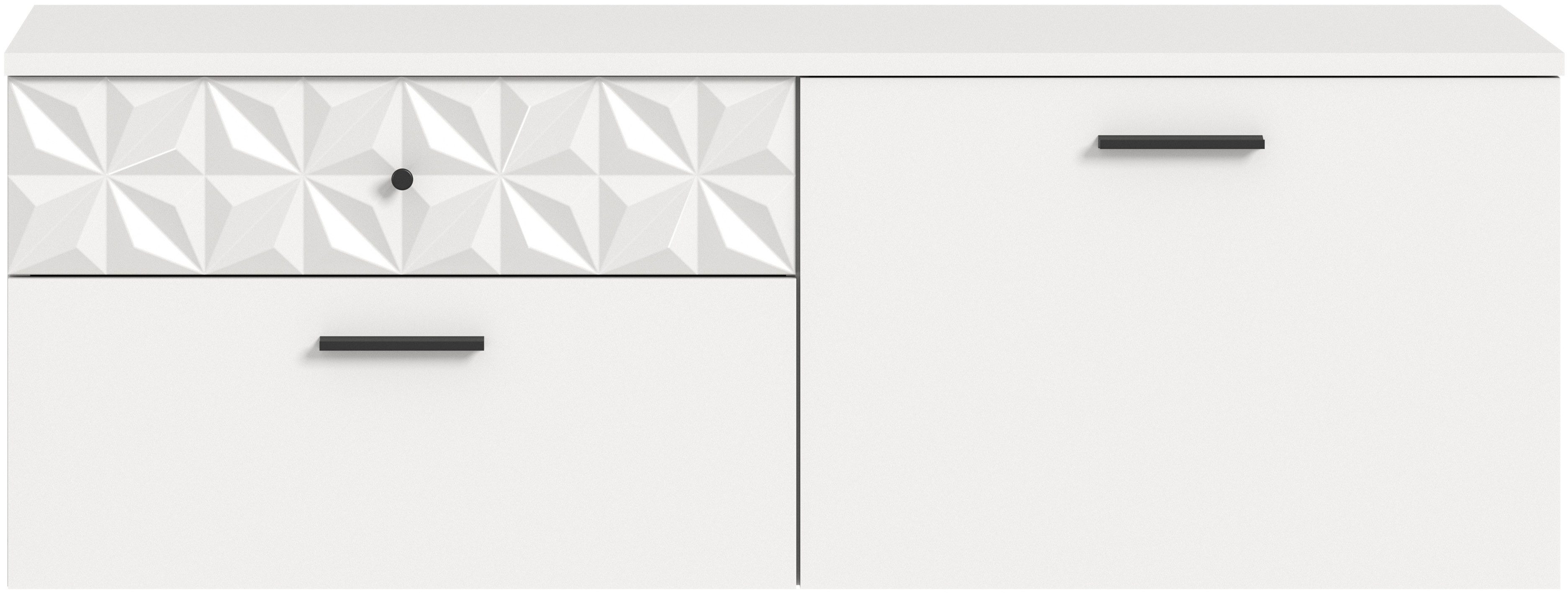 Home affaire Schuhschrank VICENZA, hängend, 2 Schubkästen, 1 Klappe, 2 Fächer, Ornamentabsetzung Hängeschrank, Flurschrank, Dielenschrank, Anrichte, Kommode