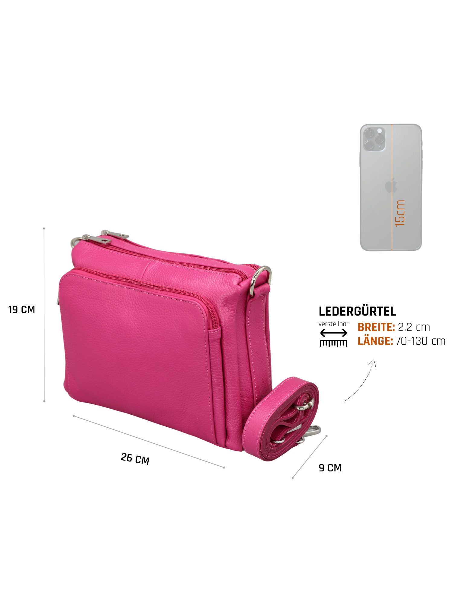 Adel Bags Schultertasche BECKY Umhängetasche für Damen, Schultertasche aus Echtleder (Einzelstück, verstellbarer Lederriemen), Handarbeit aus Italien