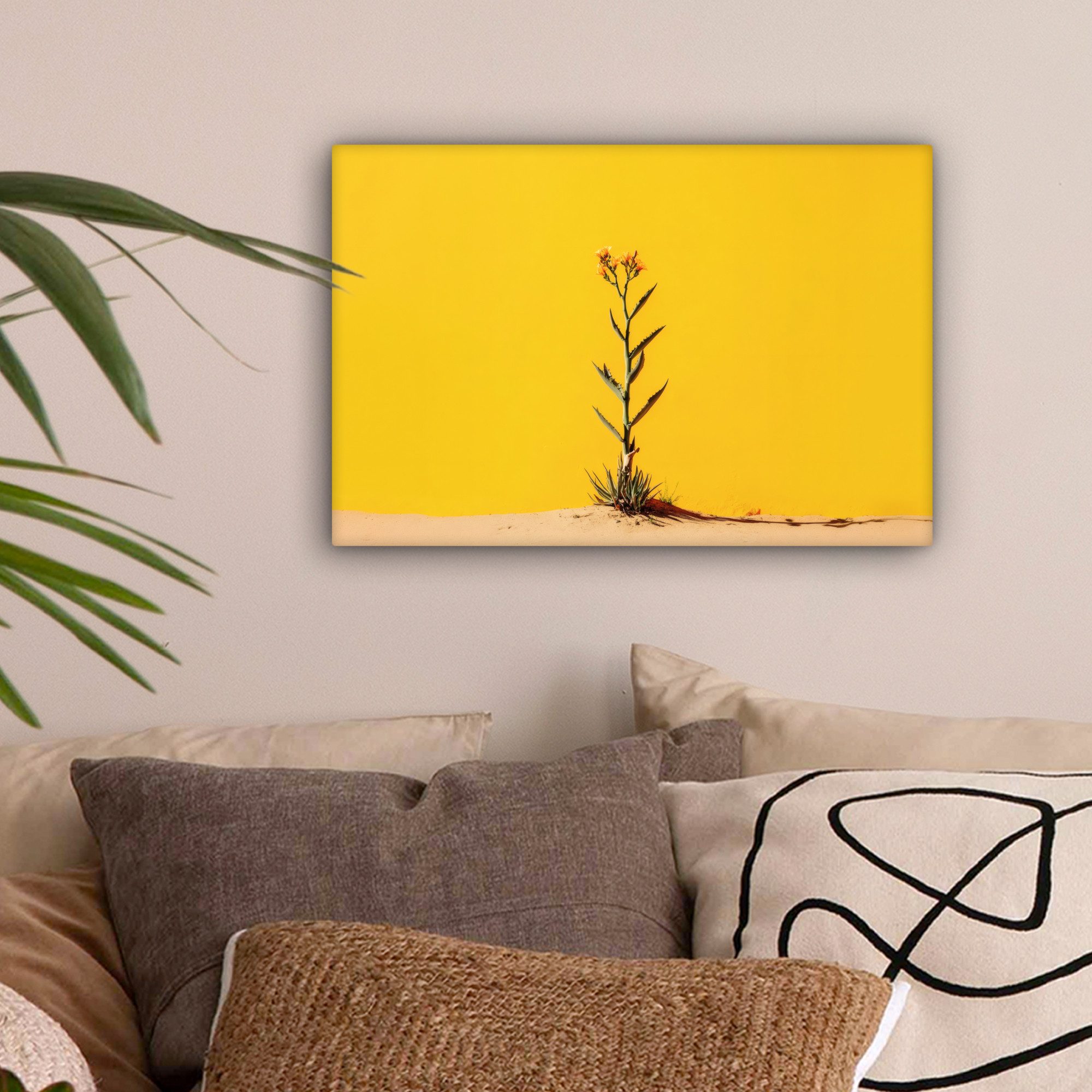 OneMillionCanvasses® Leinwandbild Sand - Pflanze - Gelb - Minimalistisch, F günstig online kaufen