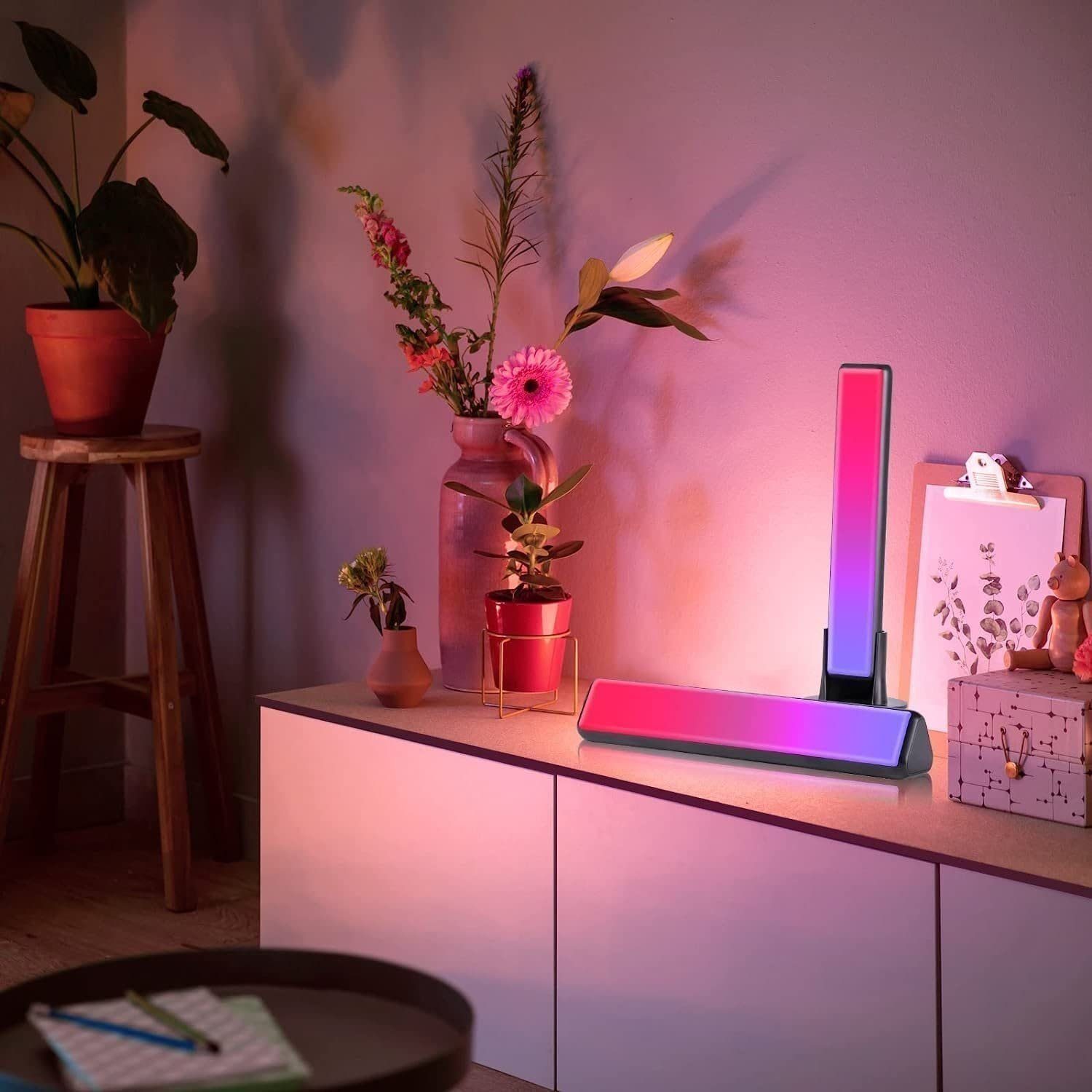 GTPLAYER Stehlampe »Smart Lightbar Gaming Lampe Musiksynchronisation Timer- Funktion«, LED TV Hintergrundbeleuchtung, Doppelpack, dimmbar, bis zu 16  Millionen Farben