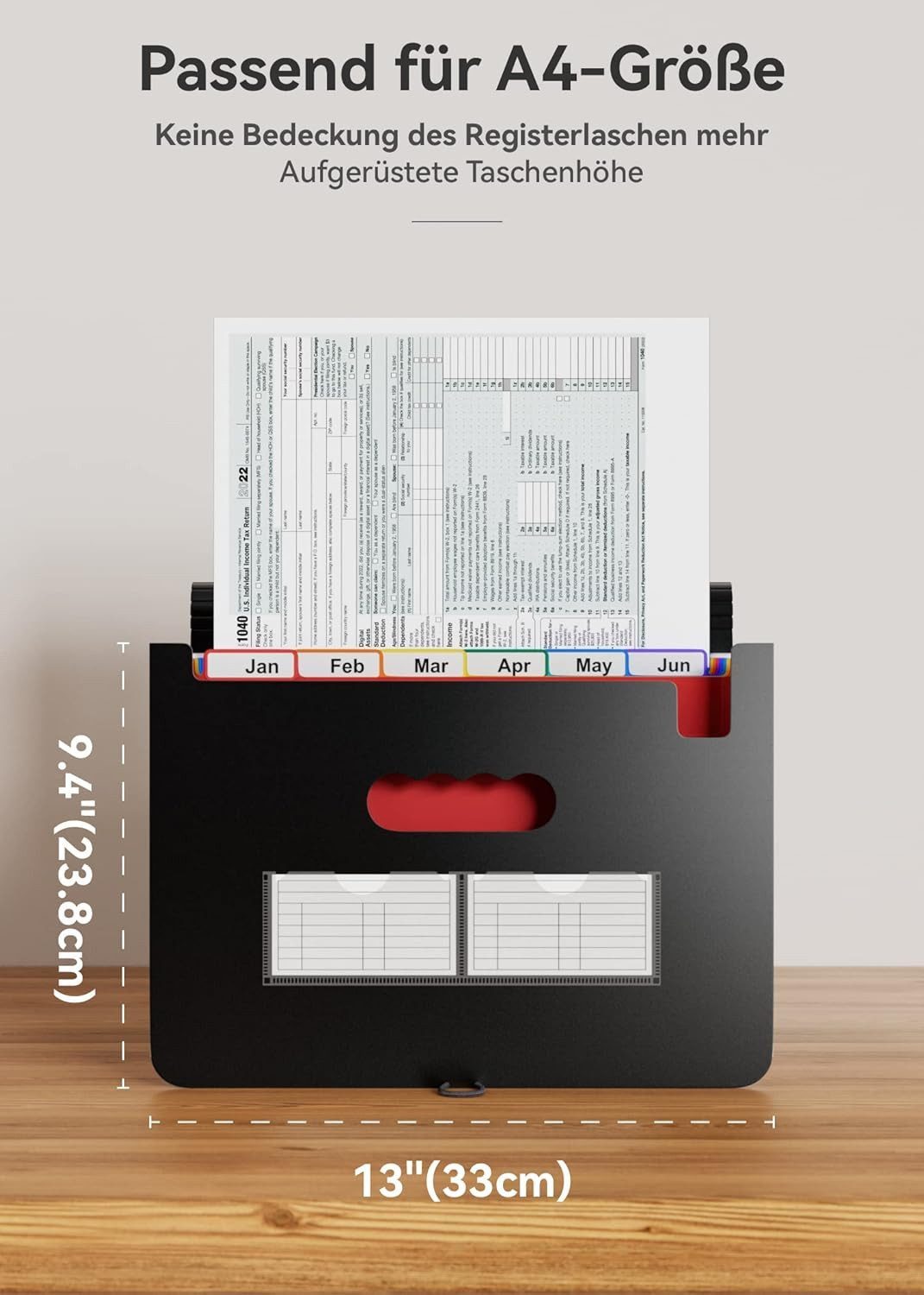 FANNOU Organisationsmappe Ordner A4/Dokumentenmappe, 12 Fächern Sortiermappe Fächermappe Datei Organizer mit Verschlußknopf