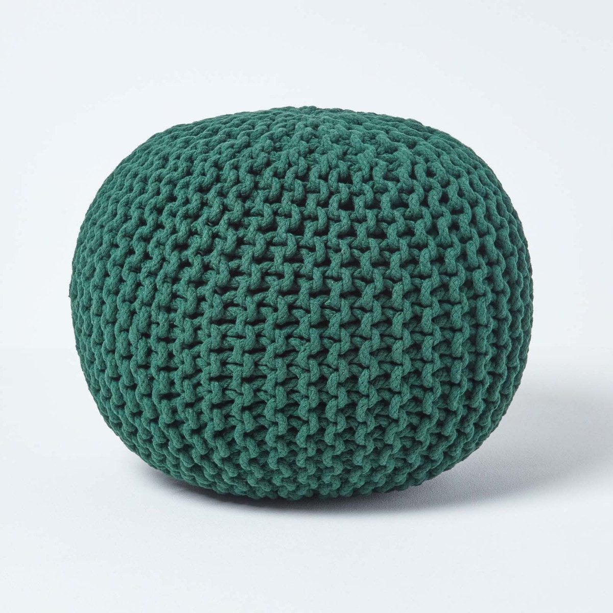 Homescapes Pouf Runder Strickpouf 100% Baumwolle, günstig online kaufen
