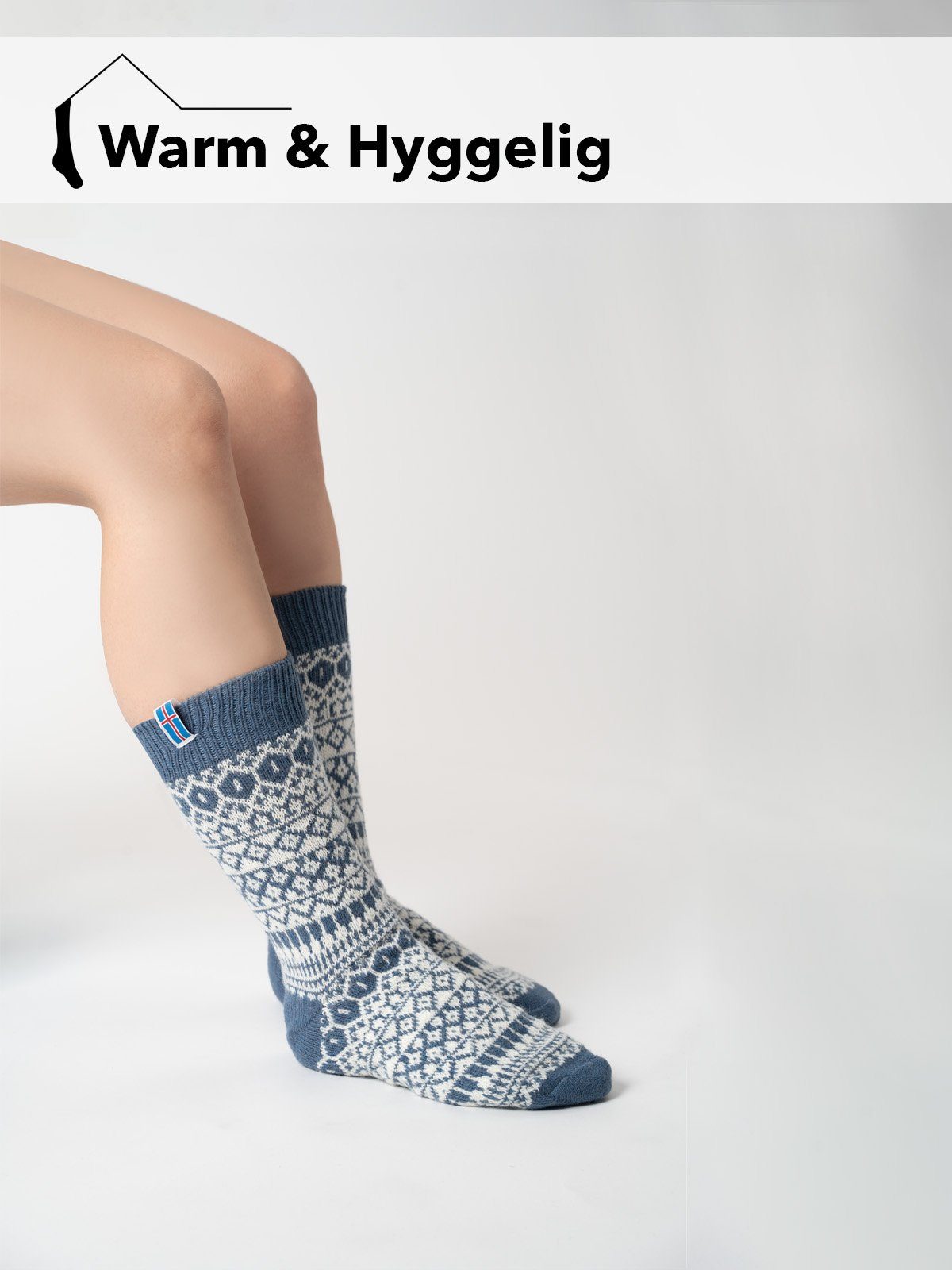 "Island" Island Wollsocke Anthrazit mit strapazierfähige Norwegersocken Aus Socken HomeOfSocks Design Wollanteil Kuschelsocken und Skandinavische Wolle dünne Nordic 60%