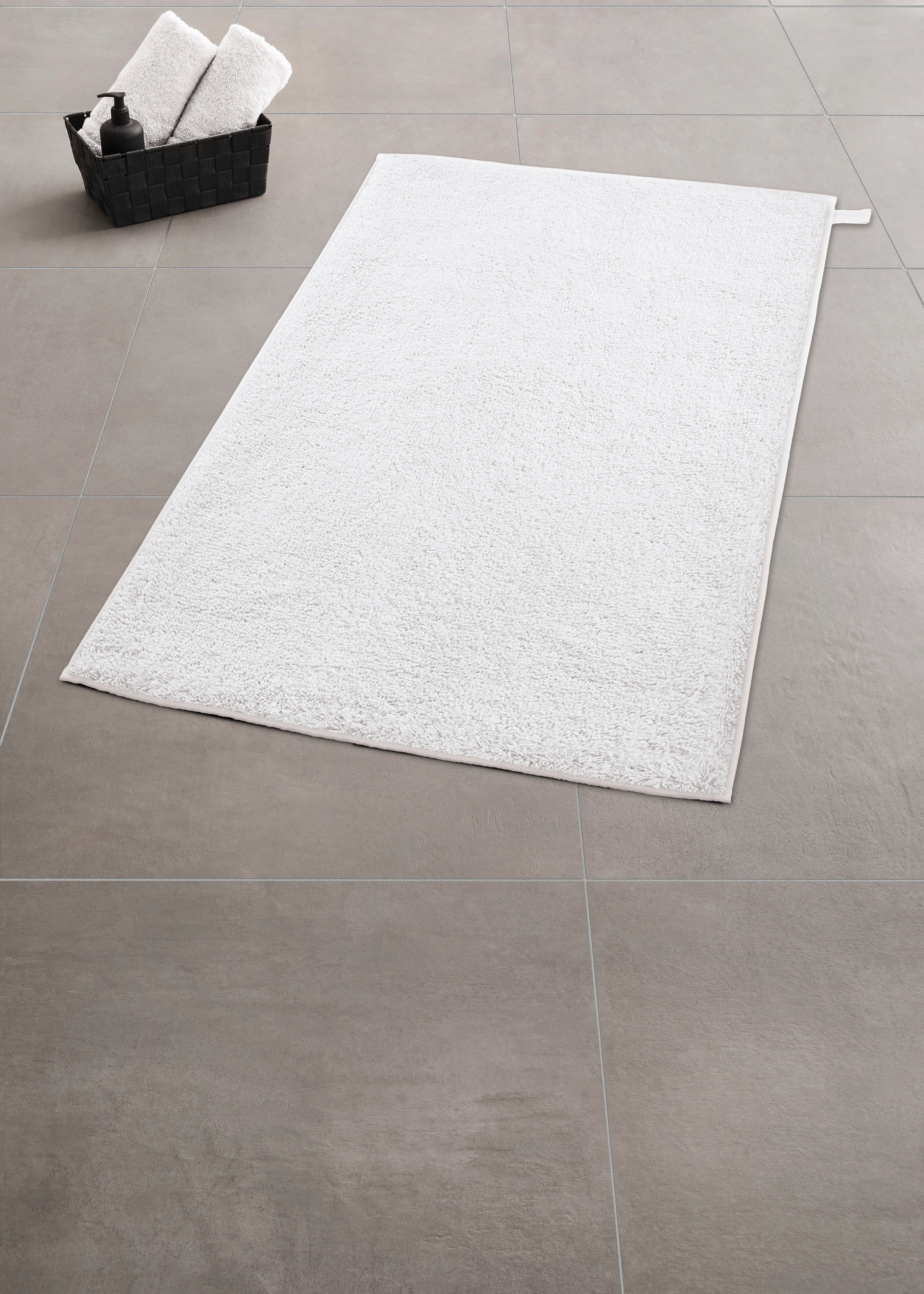 Kleine Wolke Badematte Vita, Badvorleger, Badezimmer Teppich, Höhe 12 mm, rutschhemmend beschichtet, fußbodenheizungsgeeignet, Baumwolle, rechteckig, Badteppich, Uni Farben, mit Schlaufe