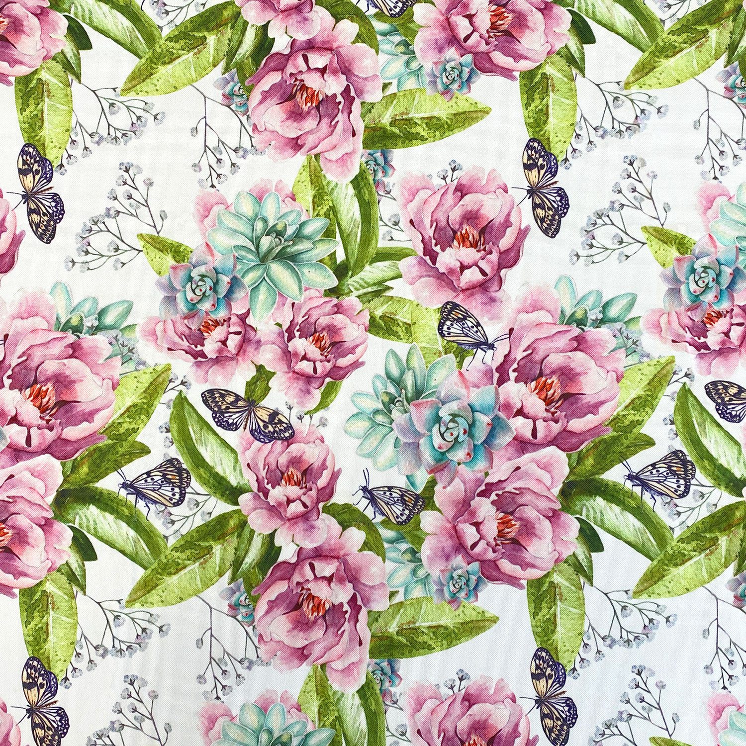 novely® Stoff OXFORD 210D D225 Butterflies & Flowers Printstoff Outdoor, Wasserabweisend, Outdoor, Meterware, 1lfm