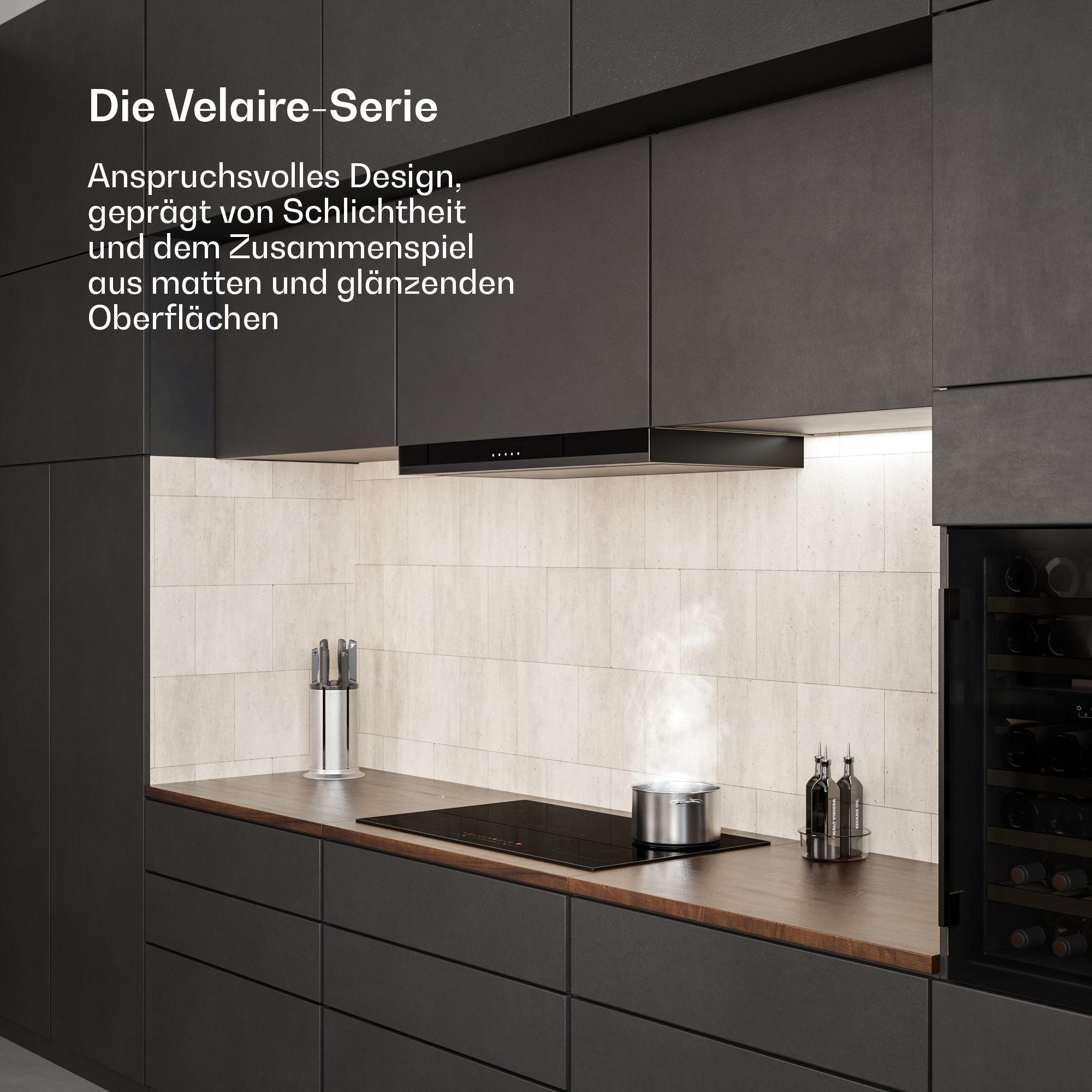 Klarstein Induktions-Kochfeld Velaire Induktion 90 cm 5 Zonen 7200W Boost Touch-Slider Restwärme, Elektrisches Kochfeld 5 Kochzonen Flex Timer Glaskeramik