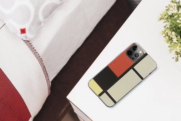 MuchoWow Handyhülle Komposition mit rotem Quadrat, schwarz, blau - Piet Mondrian, Handyhülle Apple iPhone 12 Pro Max, Smartphone-Bumper, Print, Handy