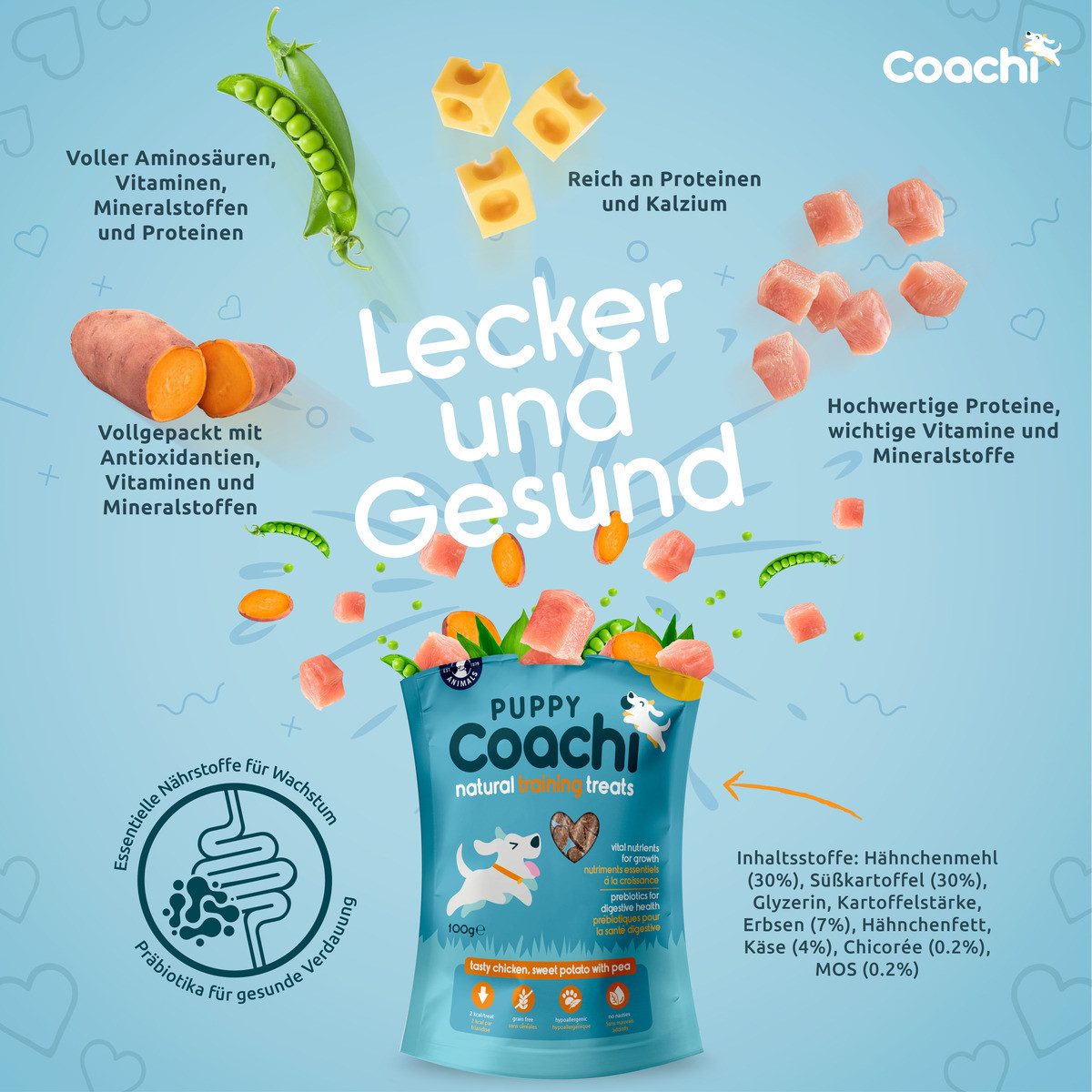 Coachi Hundesnack Puppy Natural Training Treats Chicken 100 g, für: Hund