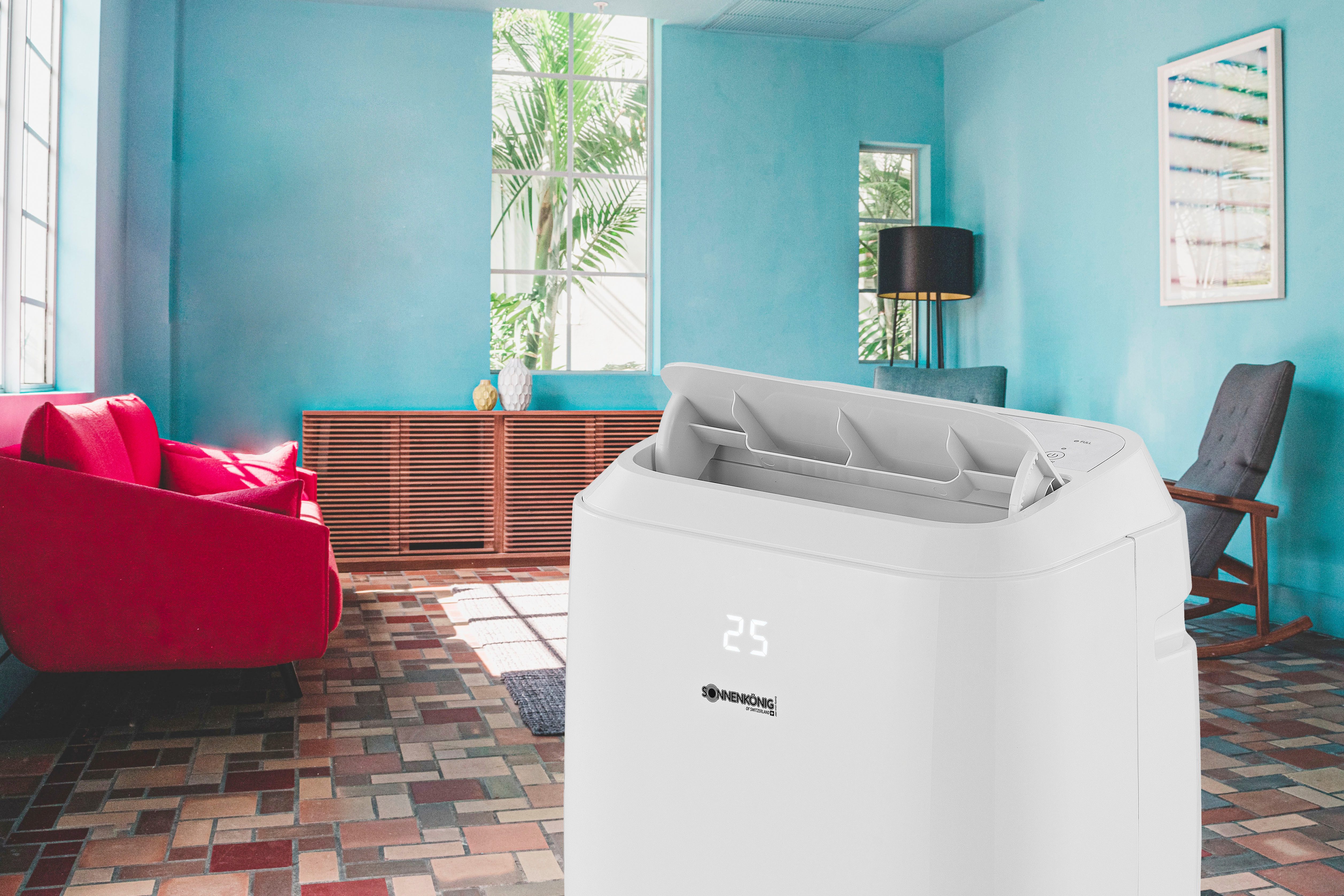 Sonnenkönig Fresco 180 air conditioner, power consumption 2kW, suitable for rooms up to approx. 70m², 24h timer, Wi-Fi, 3 fan speeds, energy class A, portable, hose length 1.5m