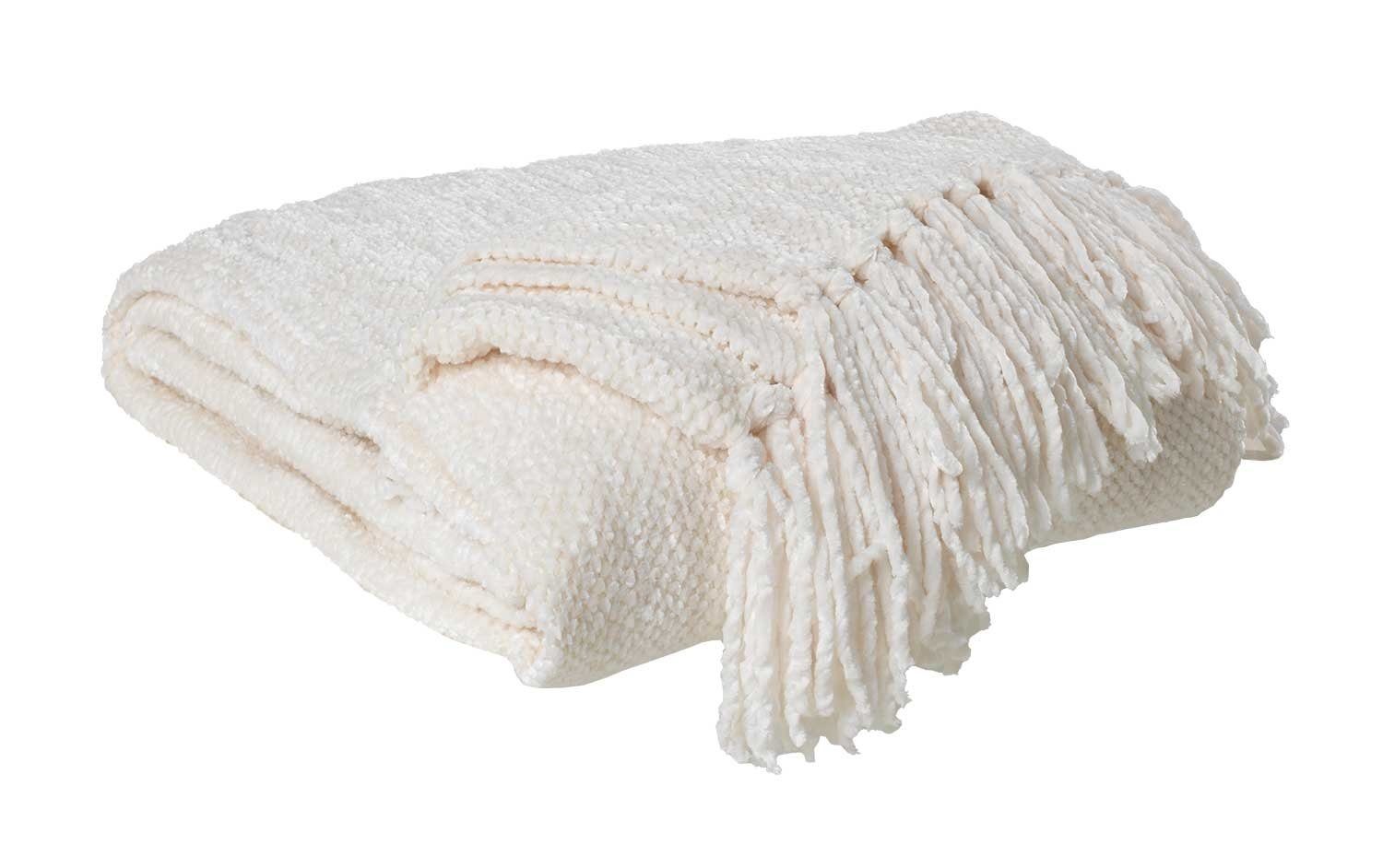 Wohndecke, Elfenbeinfarbig, Polyester, 130 x 180 günstig online kaufen