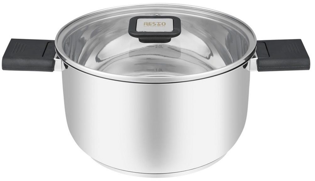 RESTO Kitchenware Kochtopf Anser, energiesparend und spülmaschinenfest, im Geschenkkarton, Edelstahl 18/10 (2-tlg), Geeignet für alle Herdarten, auch Induktion, mit klappbaren Griffen