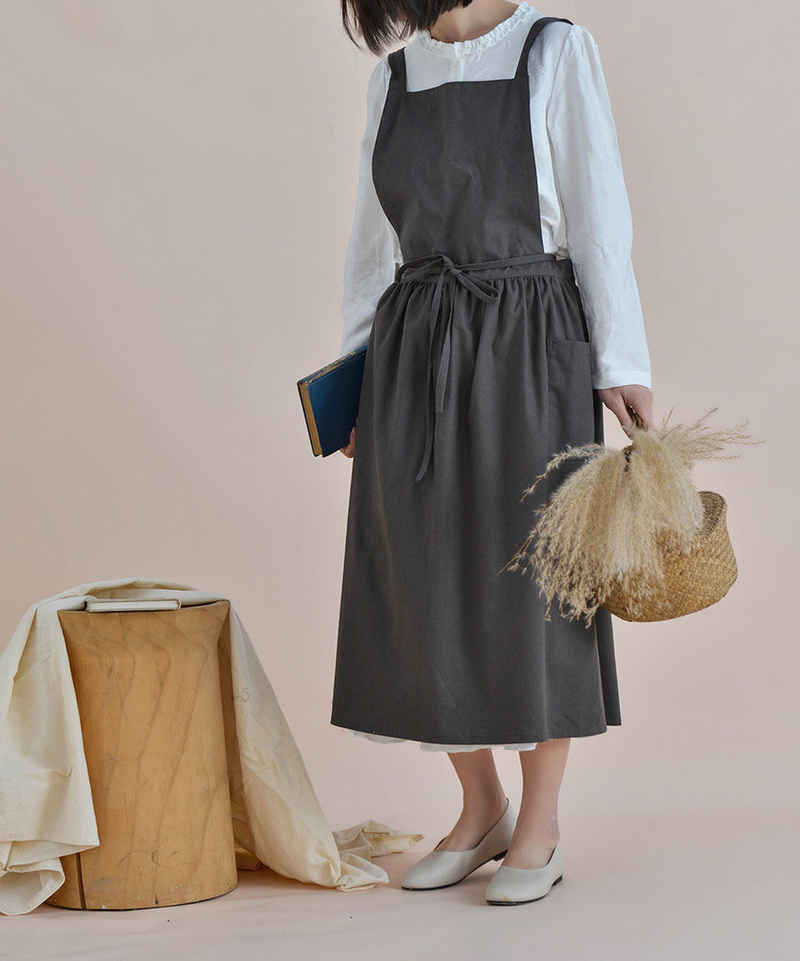 Mrichbez Kochschürze Damen-Schürze aus Baumwolle und Leinen mit Taschen für Gartenarbeiten, Schürze Kittel für die Arbeit, Gartenarbeit, Kochen, Malen