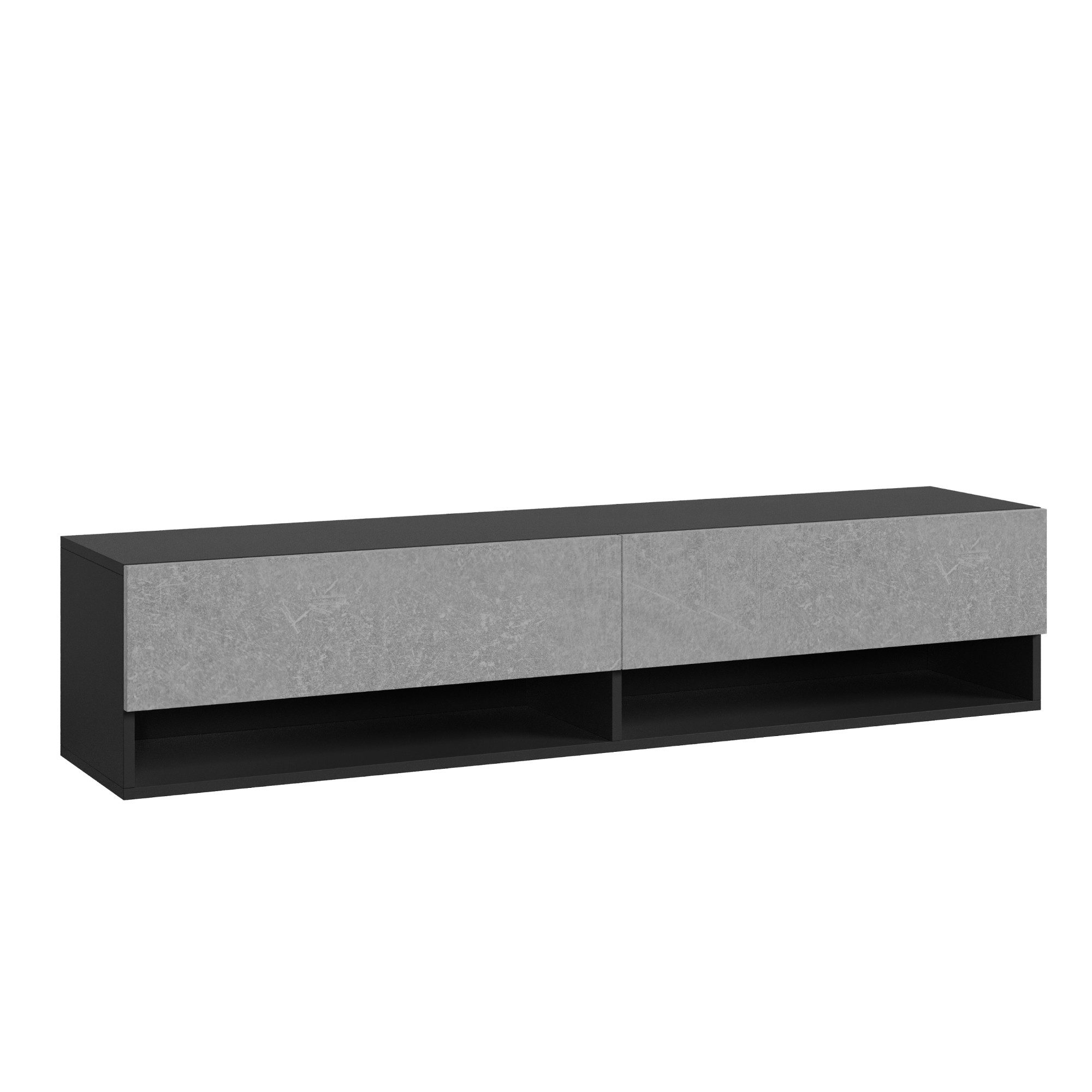 en.casa TV-Board, »Halmstad« hängend 2 Klappen 140 x 31 x 30 cm Schwarz/Betonoptik