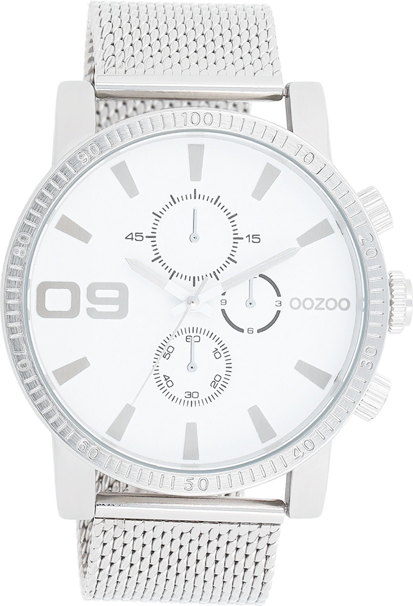 OOZOO Quarzuhr Oozoo Herren Armbanduhr Timepieces Analog, Herrenuhr rund,  extra groß (ca. 48mm) Metallarmband, Fashion-Style, Japanisches Laufwerk