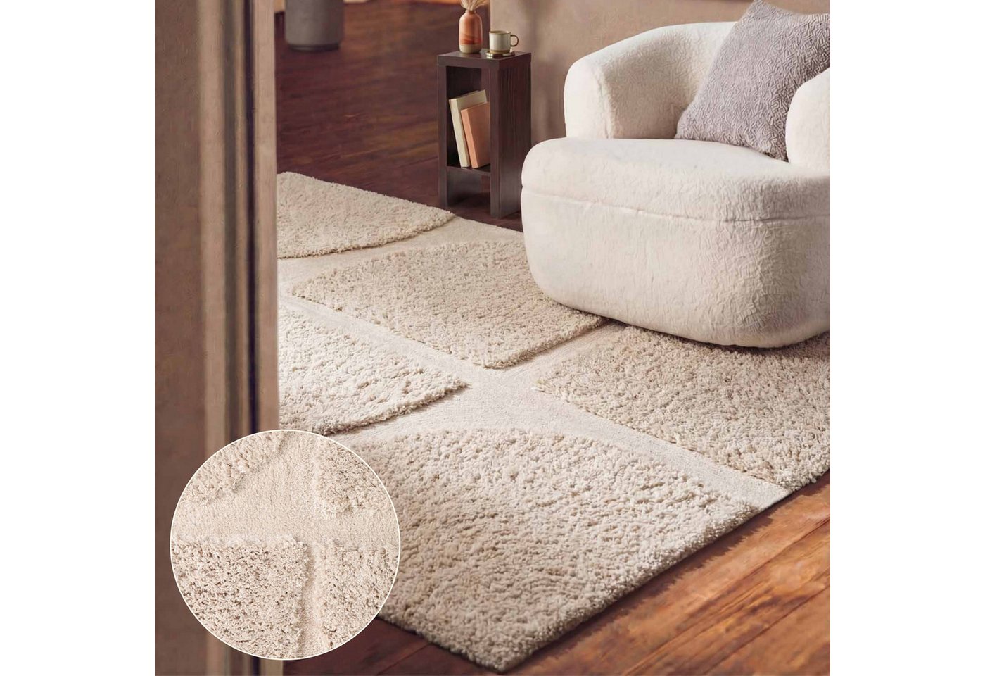 Ted Baker Hochflor-Teppich Jasper, auch in rund, rechteckig, Höhe: 25 mm, Hoch-Tief-Struktur, Weich, Shaggy, Modern, Wohnzimmer, Schlafzimmer