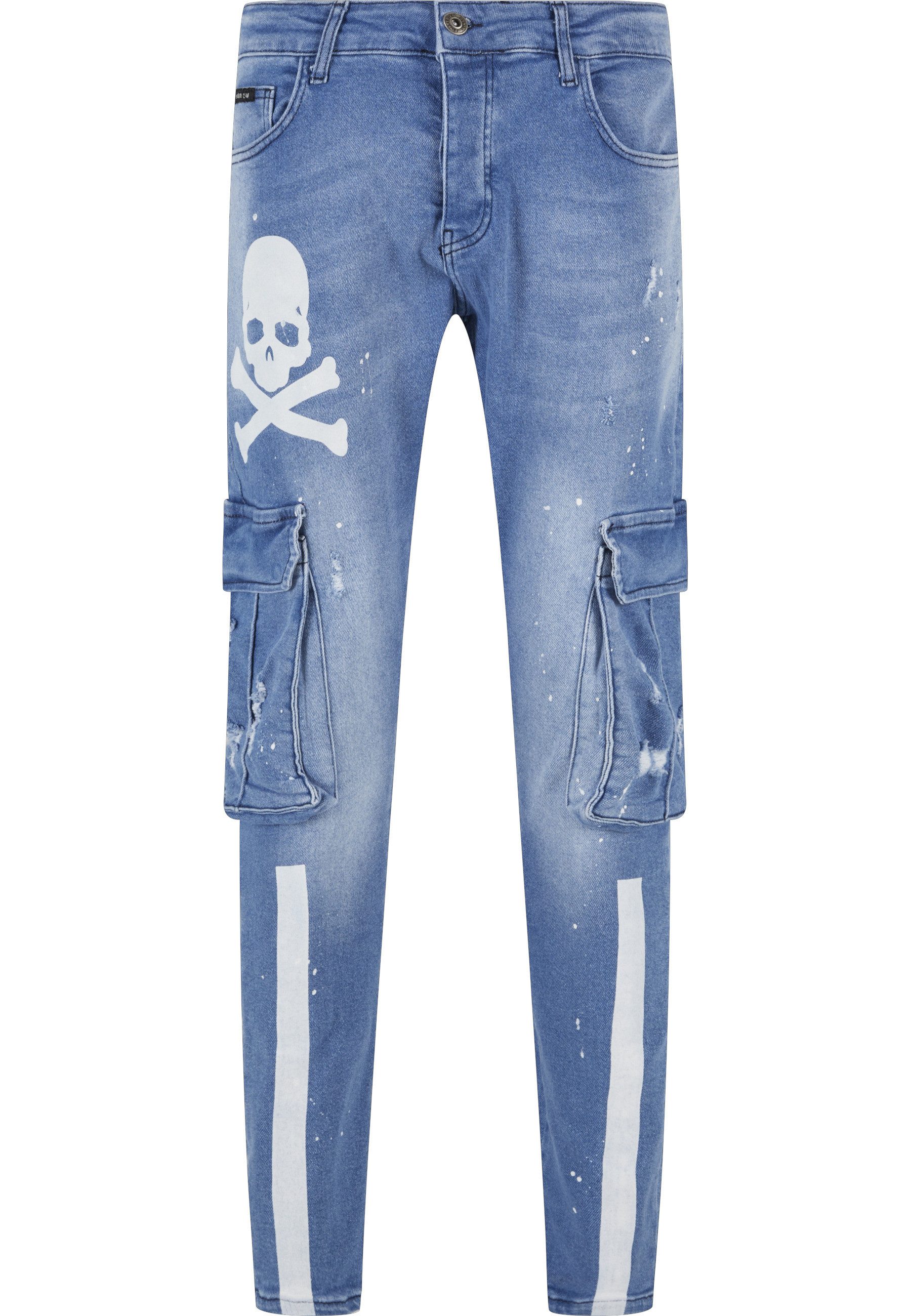 Stoffhose 2Y Premium Herren 2Y Skinny Fit Pocket Cargo Skull Jeans