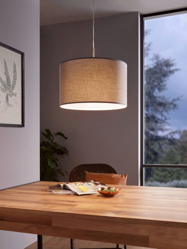 EGLO Hängeleuchte PASTERI, ohne Leuchtmittel, Leuchtmittel wechselbar, Hängelampe, Wohnzimmer, Esszimmer, Küche, Textilschirm, 110x38cm
