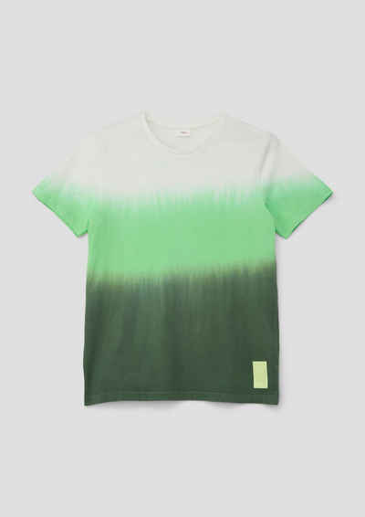 s.Oliver Kurzarmshirt T-Shirt mit Garment Dye Label-Patch, Garment Dye