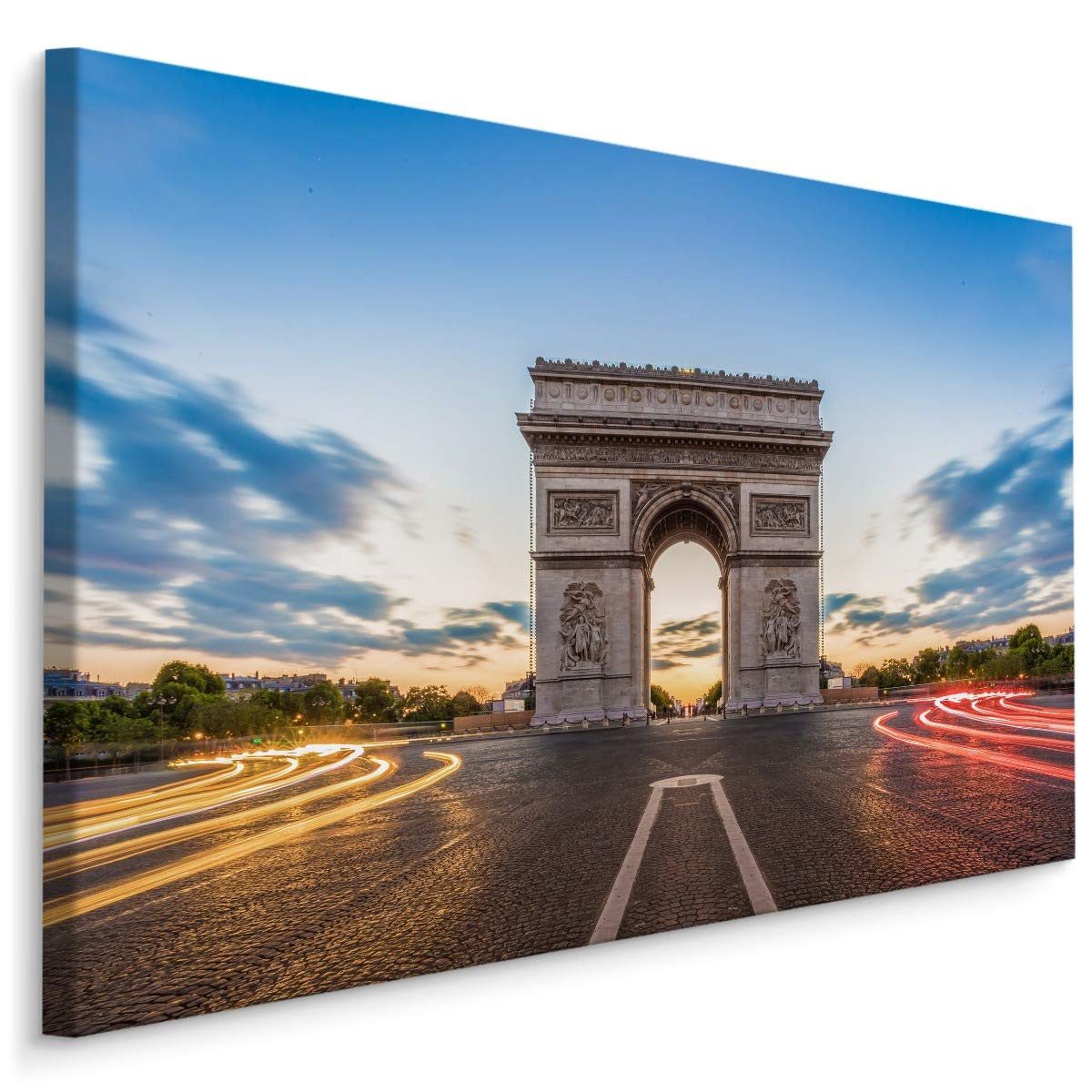 Muralo Leinwandbild Architektur – Leinwandbild Wandbild Kunstdruck Wohnzimmer, Gebäude (1 St), Paris – Stadt – Frankreich, 70 x 50 cm, aufhängefertig