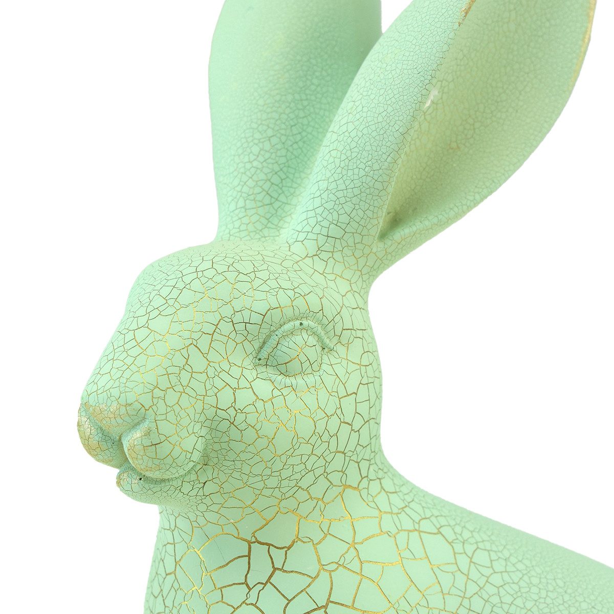 Florists Products Osterhase Deko Hase sitzend Grün Gold Krakelee Vintage Antik Tischdeko